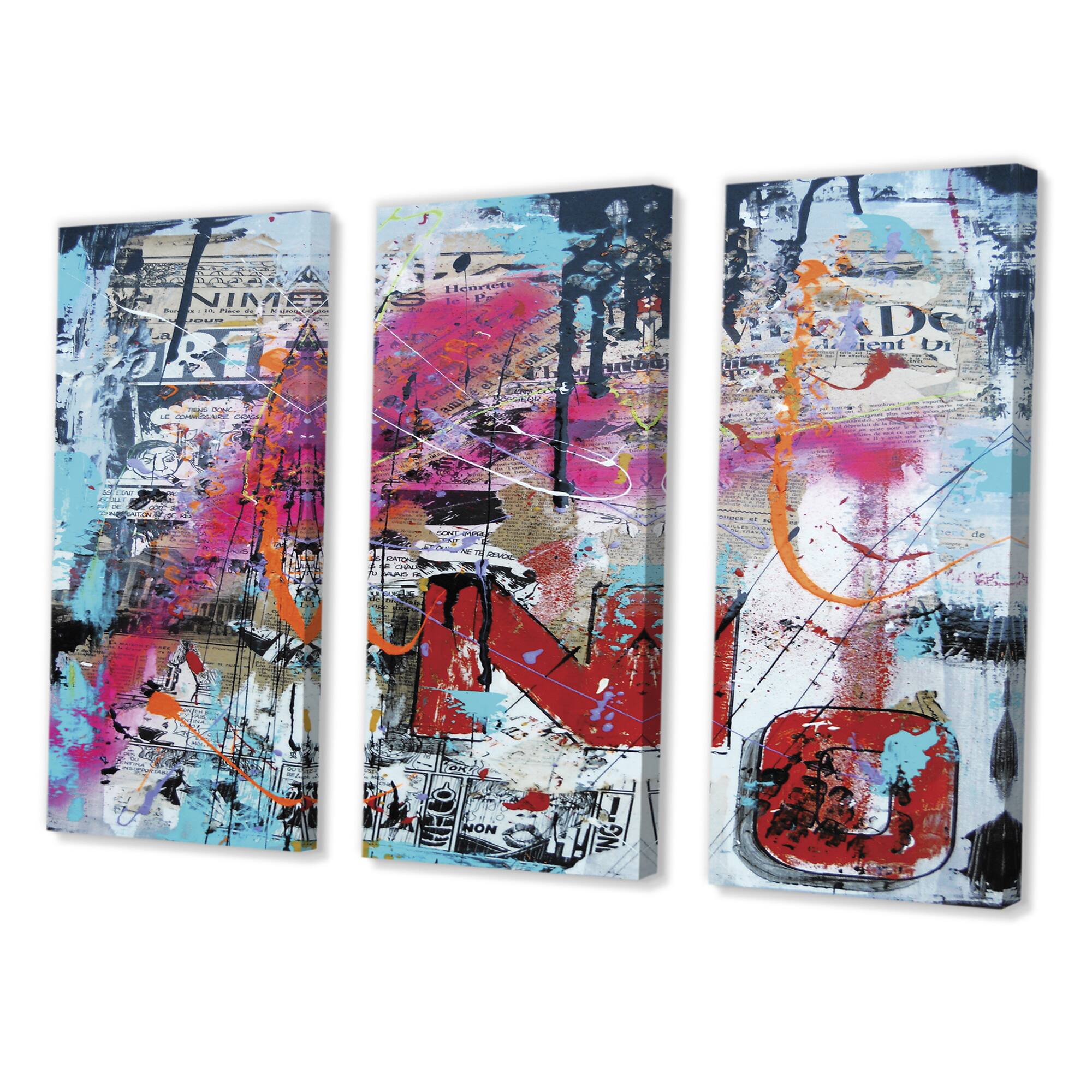 Designart - Old Style Newspaper Street Art Collage IX - Modern Canvas Artwork