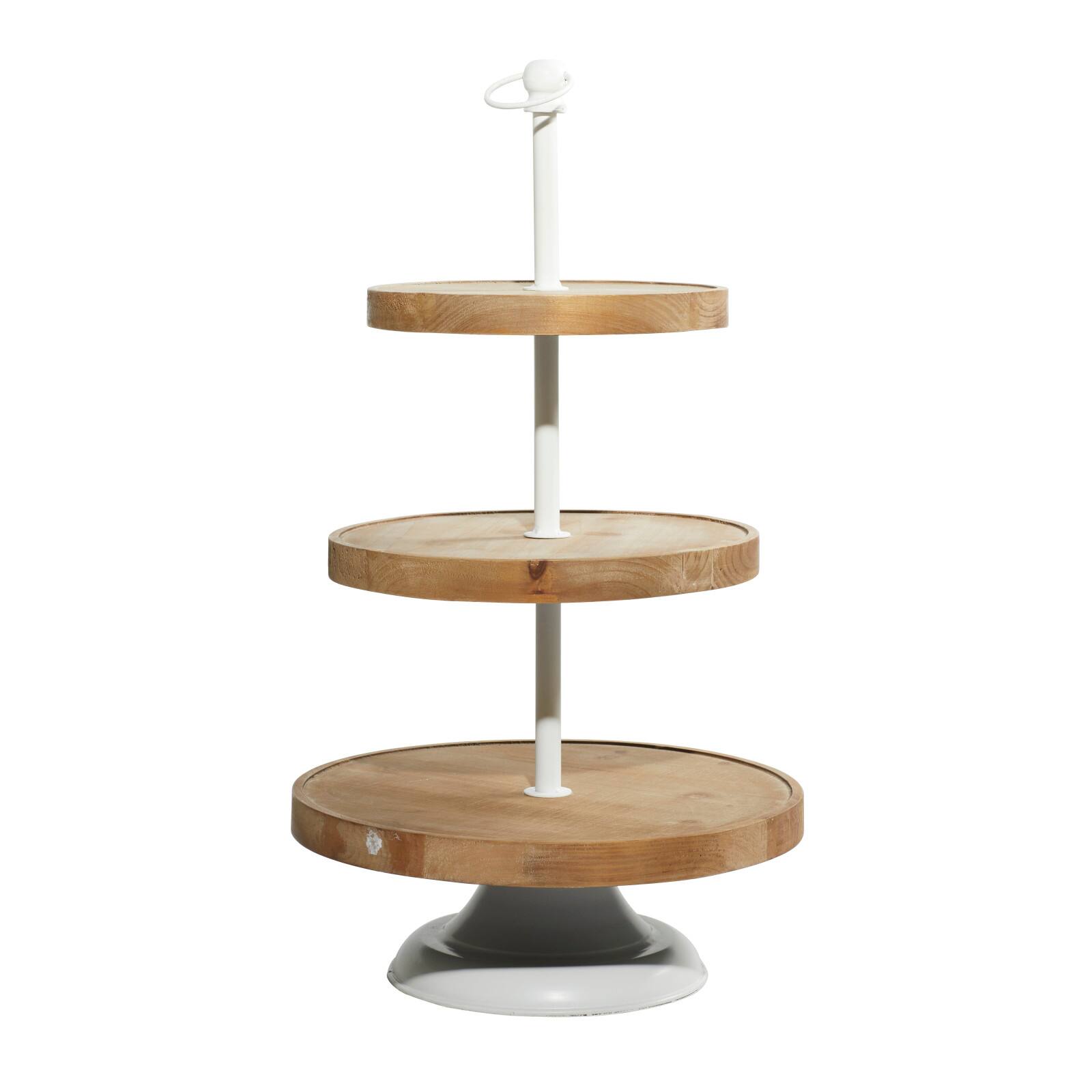 Brown Wood Farmhouse Tiered Server, 16&#x22; x 29&#x22;