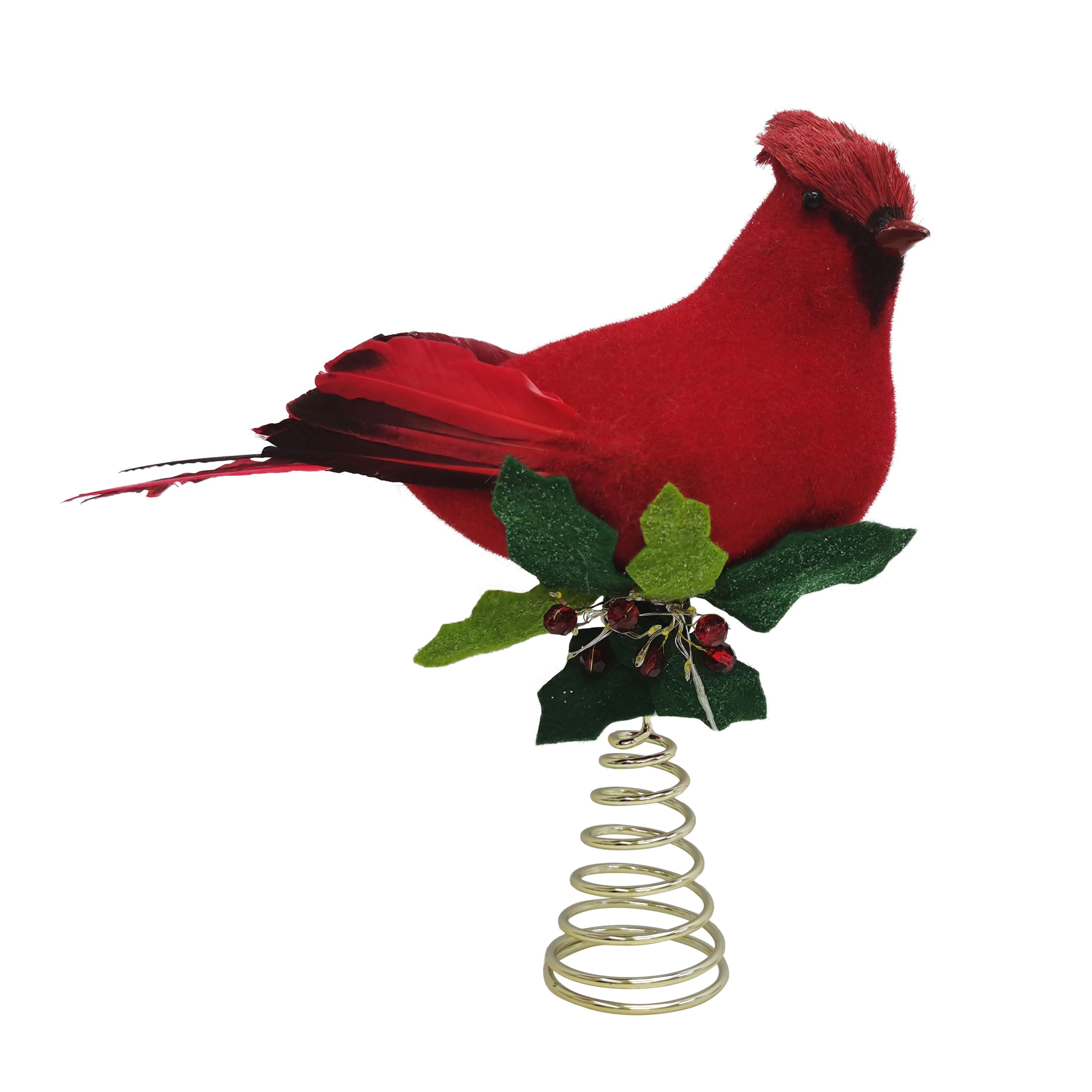 13&#x22; Cardinal with Holly Lighted Tree Topper by Ashland&#xAE;