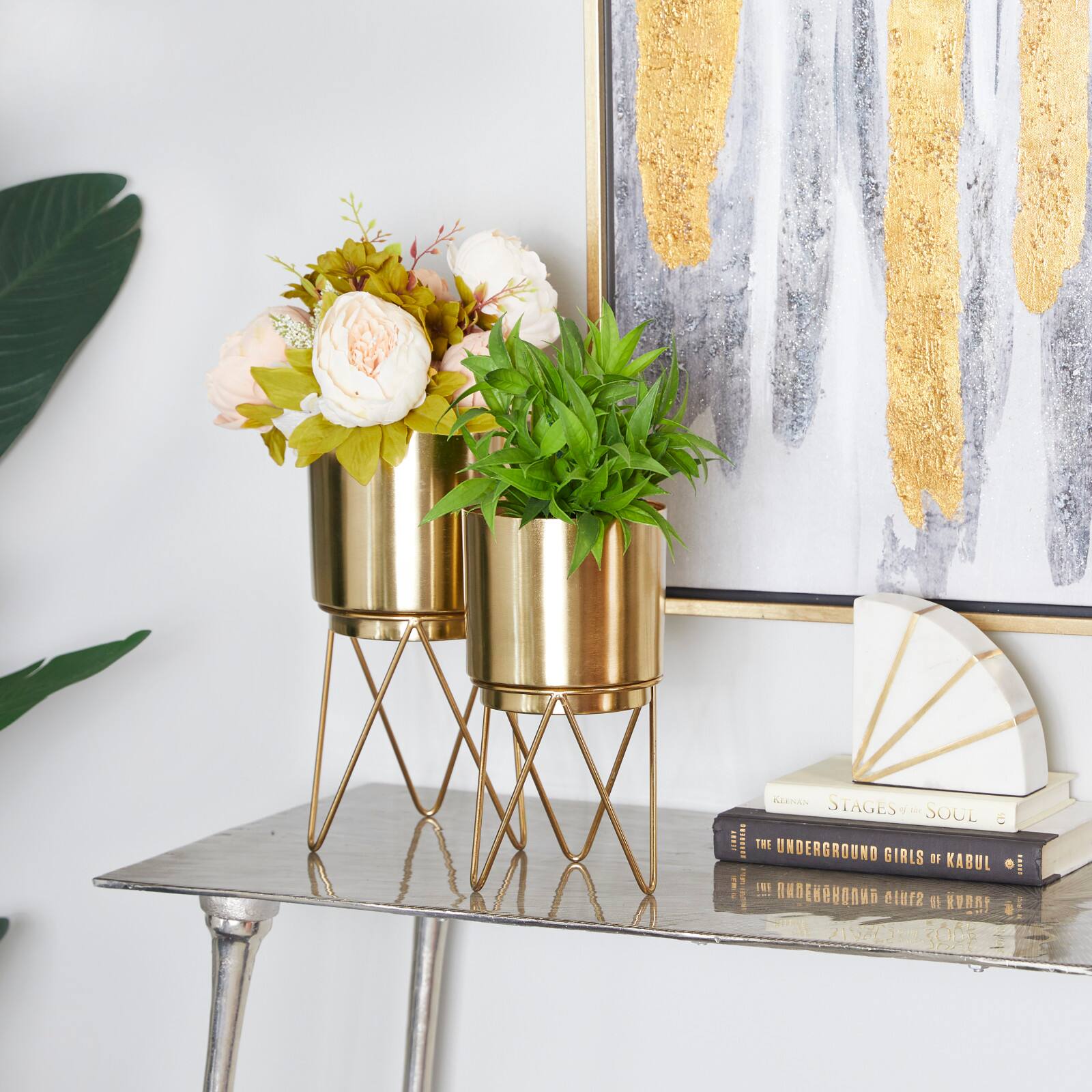 Gold Modern Planter, Set of 2&#x22; 6&#x22;, 6&#x22;