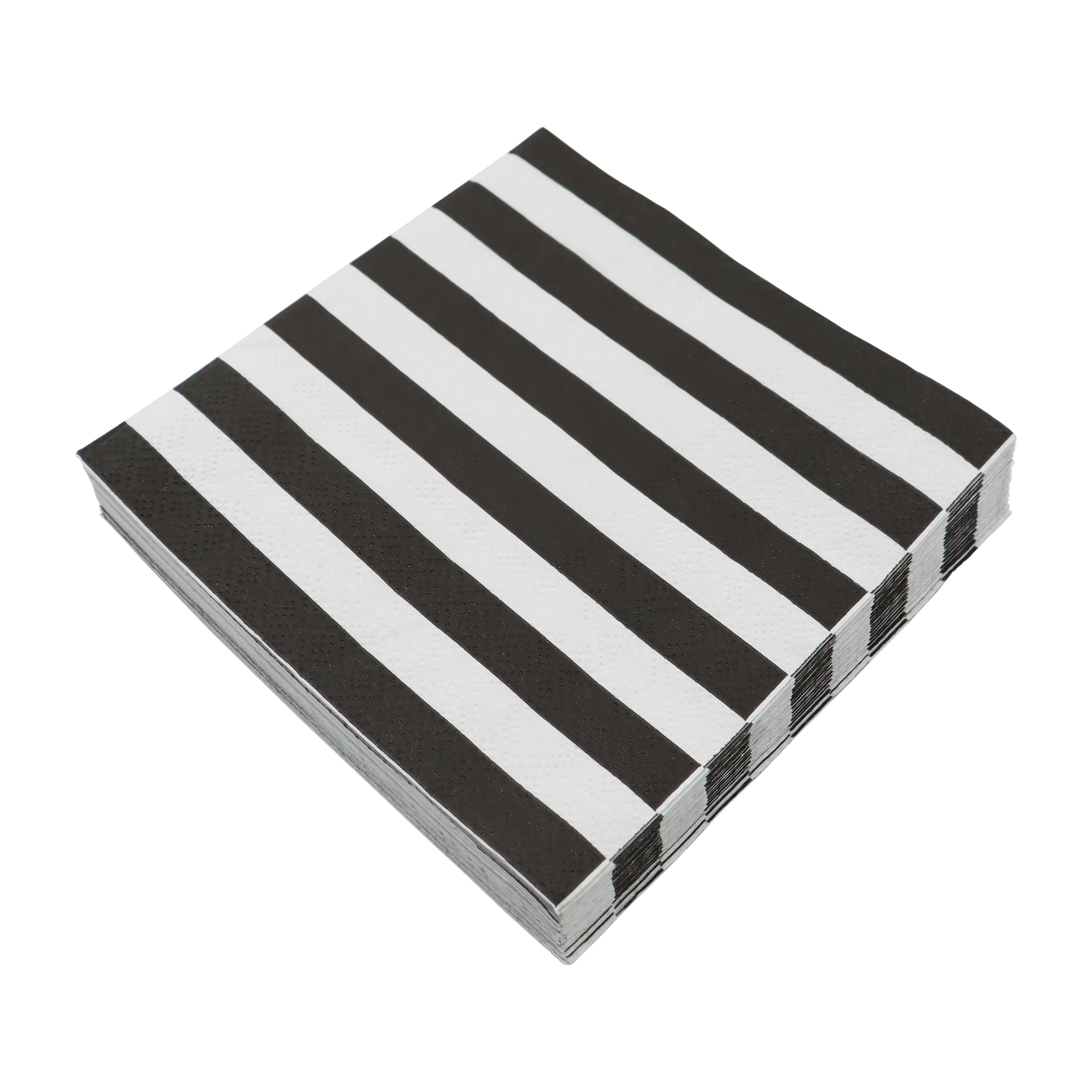 24 Packs: 20 ct. (480 total) Black & White Stripes Beverage Napkins by Celebrate It™