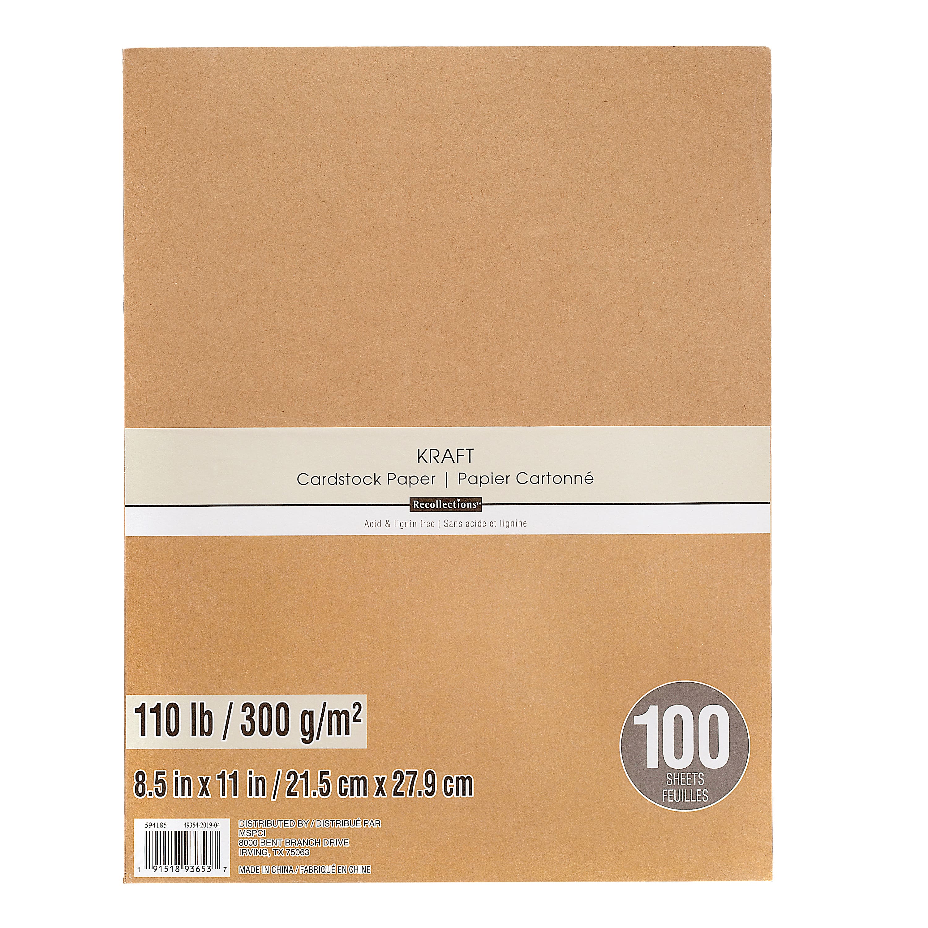8.5 x 11 in Kraft by Recollections Cardstock Paper Value Pack 