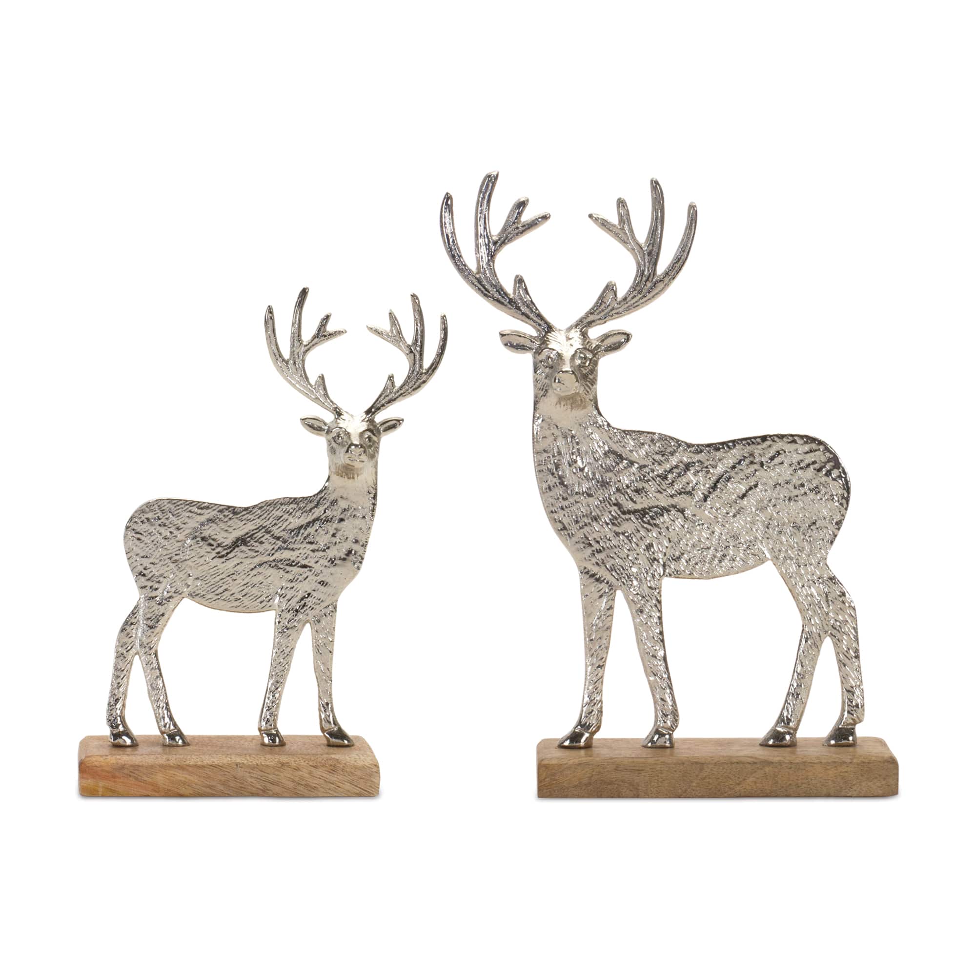 Metal Deer Silhouette with Wood Base Set