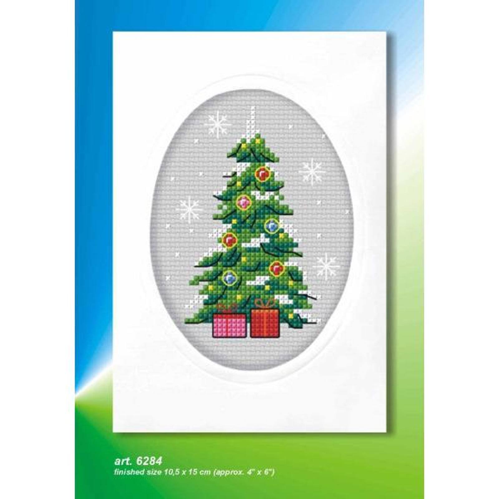 Orchidea Complete Counted Cross Stitch Kit - Greetings Card Christmas Tree