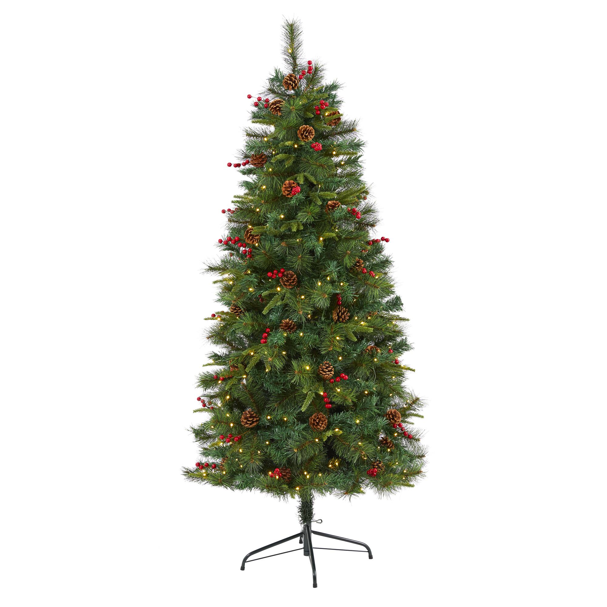 6ft. Pre-Lit Mixed Pine Artificial Christmas Tree, Clear LED Lights ...