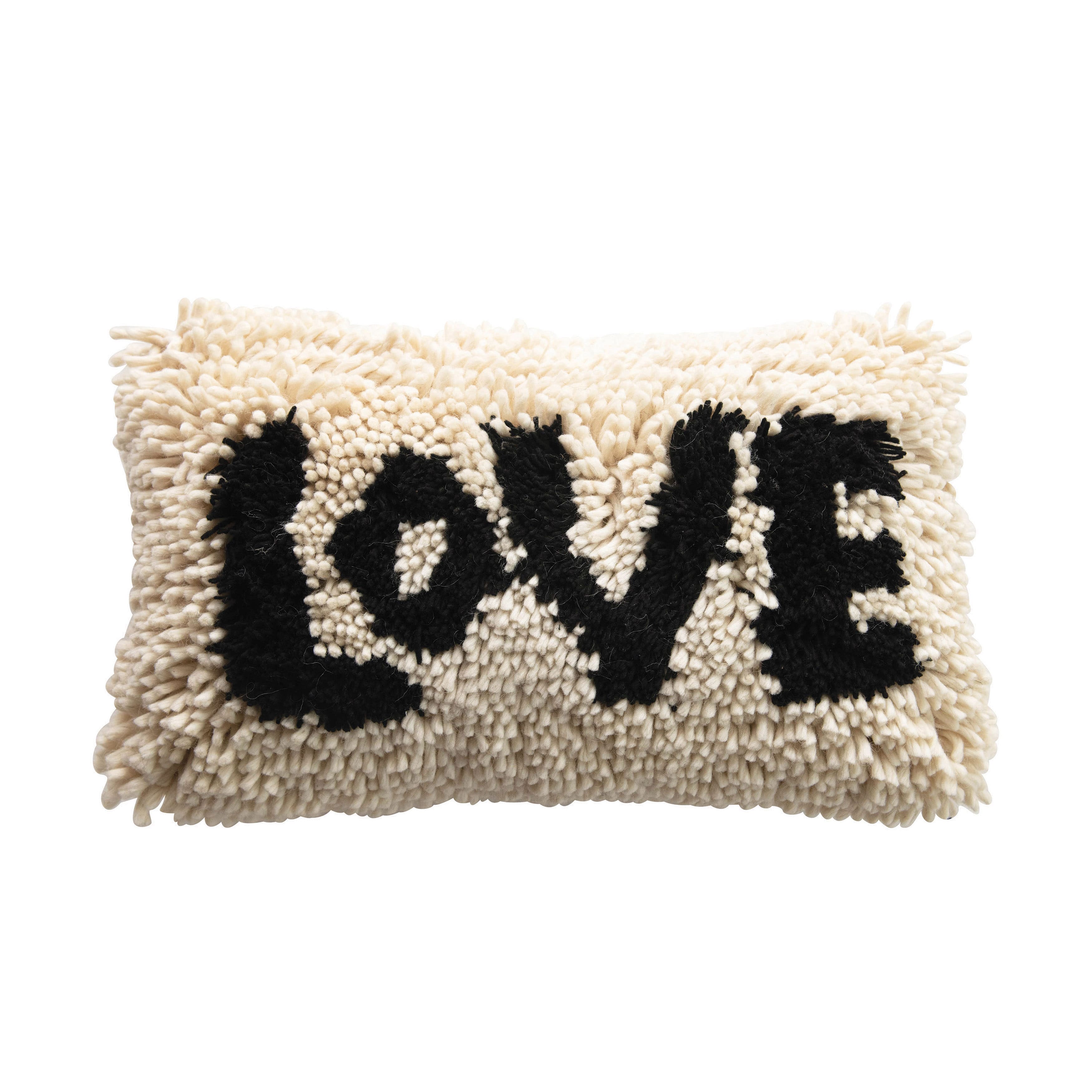 Hello Honey® Black & Cream Love Shag Lumbar Pillow
