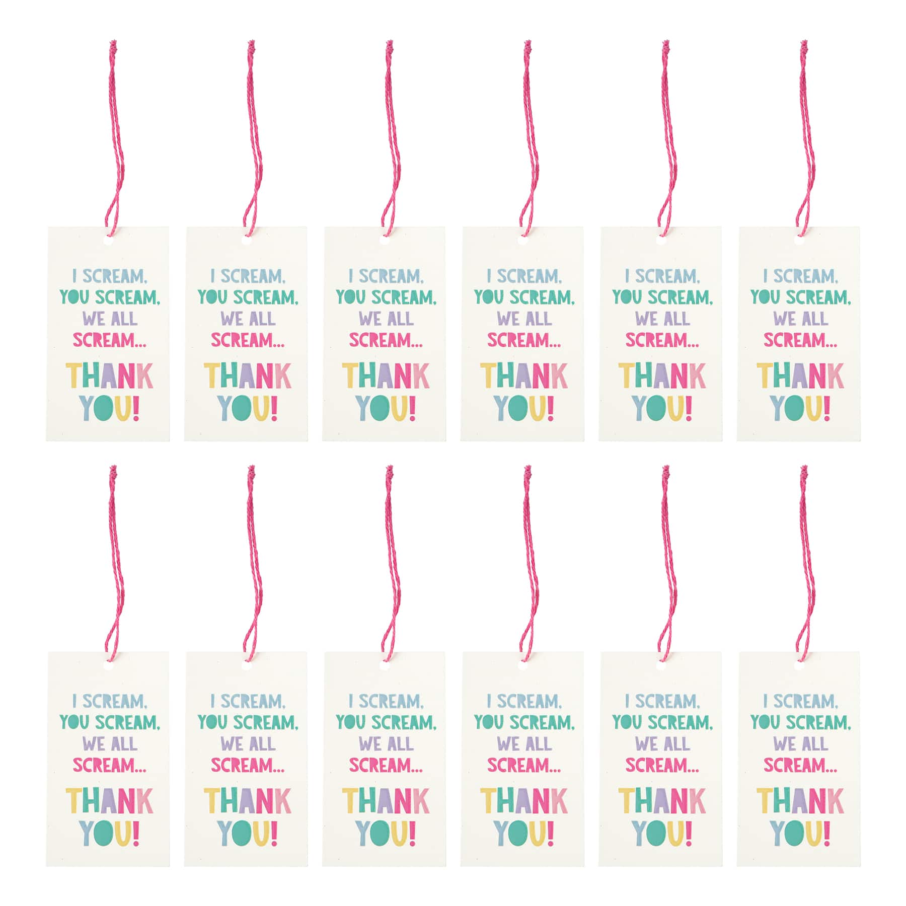 24 Packs: 12 ct. (288 total) I Scream Thank You Gift Tags by Celebrate It™