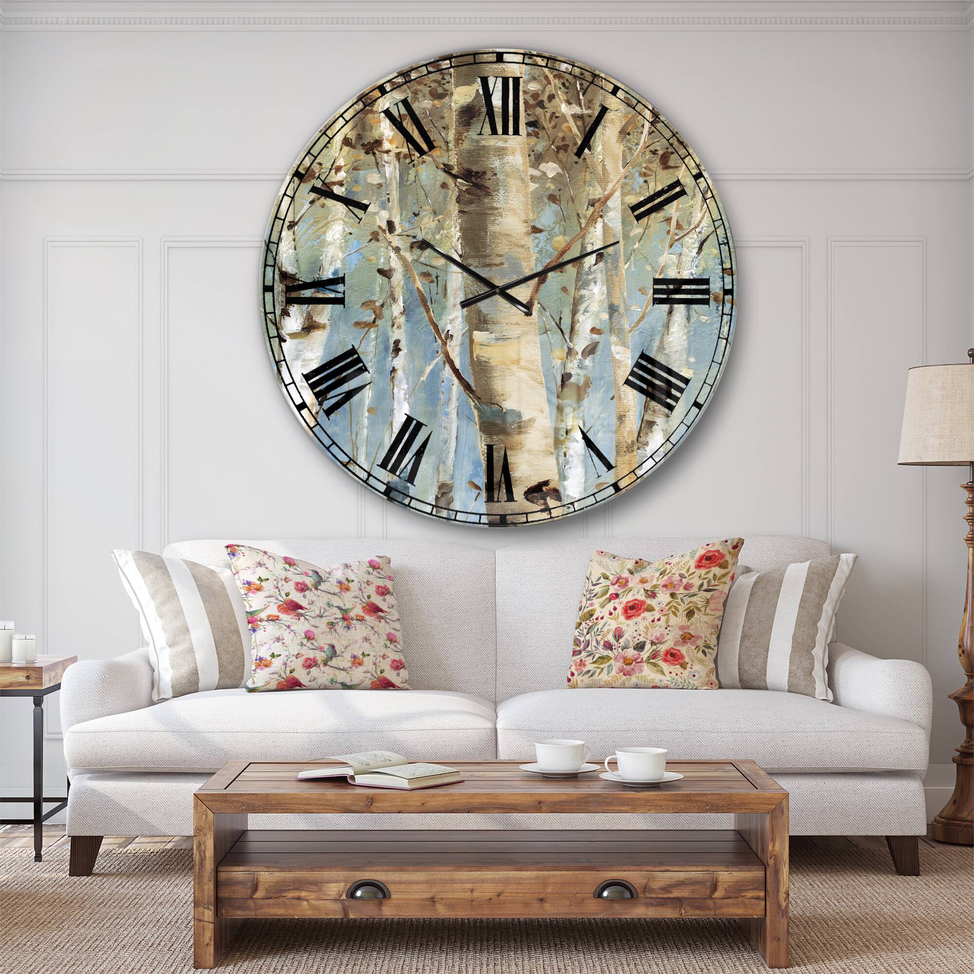 Designart 'White Birch Forest Ii Farmhouse Wall Clock