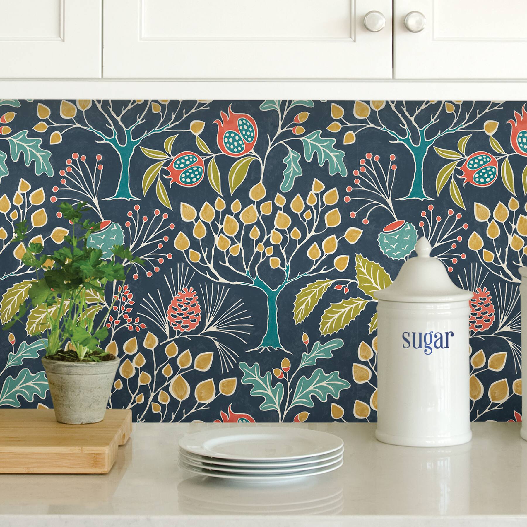 NuWallpaper Groovy Garden Navy Peel &#x26; Stick Wallpaper