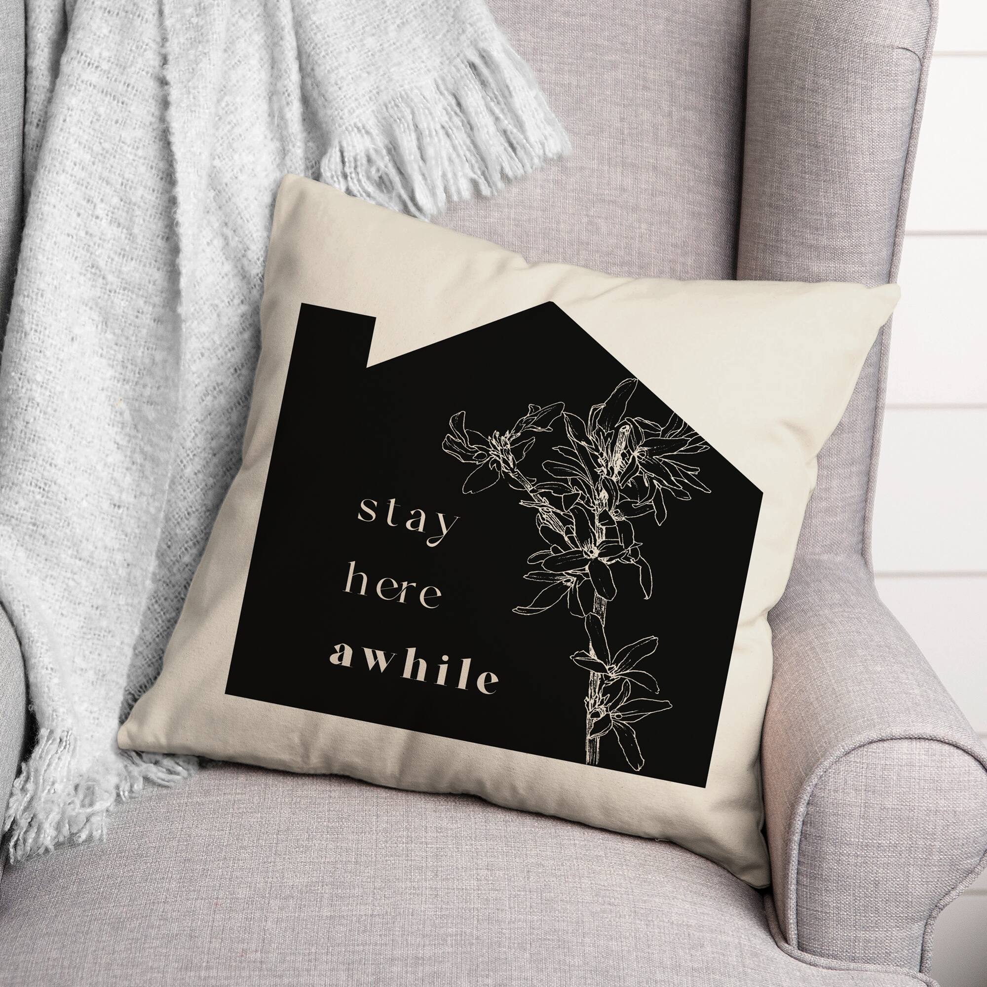 Stay Here Awhile Throw Pillow