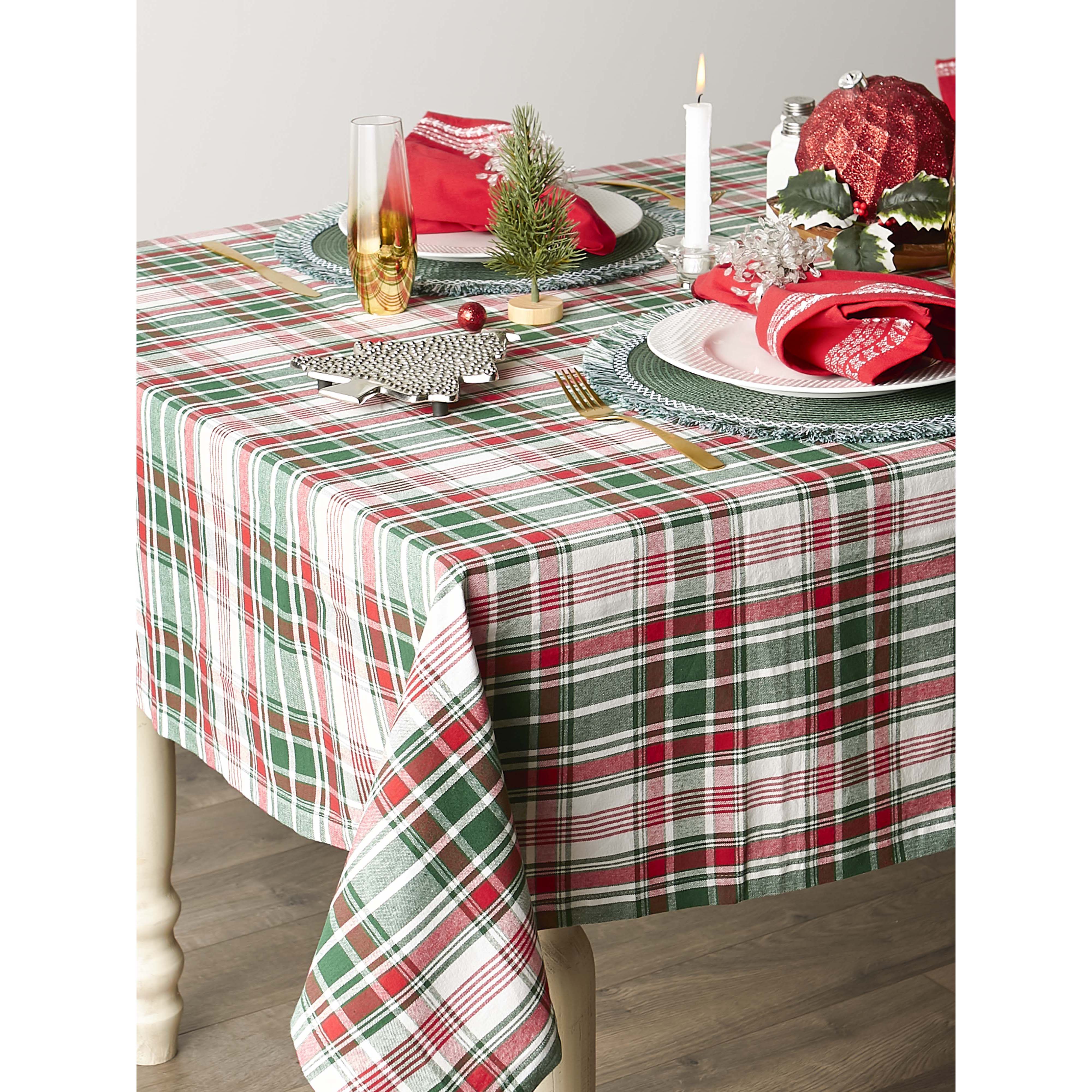 DII® 52" Yuletide Plaid Tablecloth