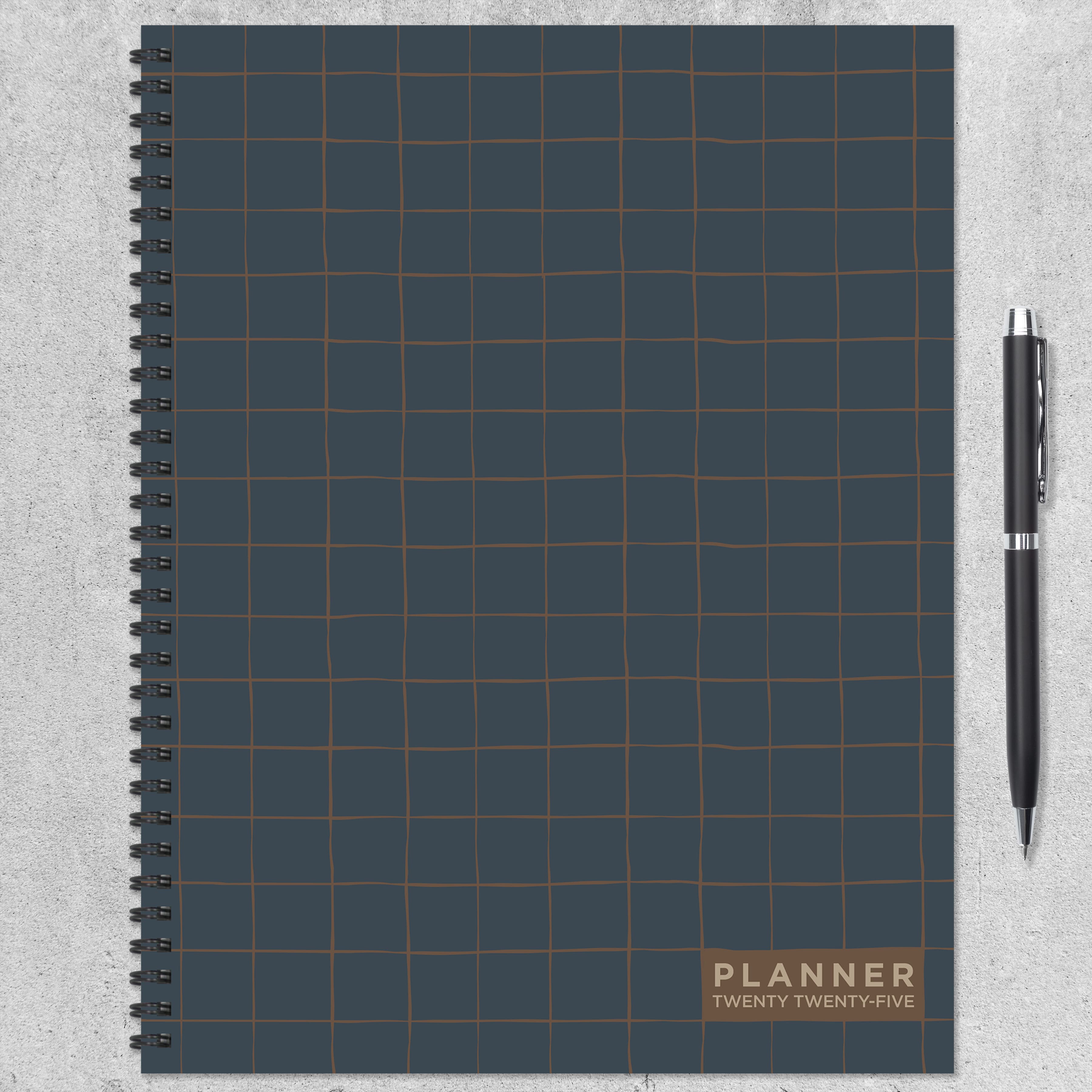 TF Publishing 2025 Large Navy Grid Space Weekly Monthly Spiral Planner