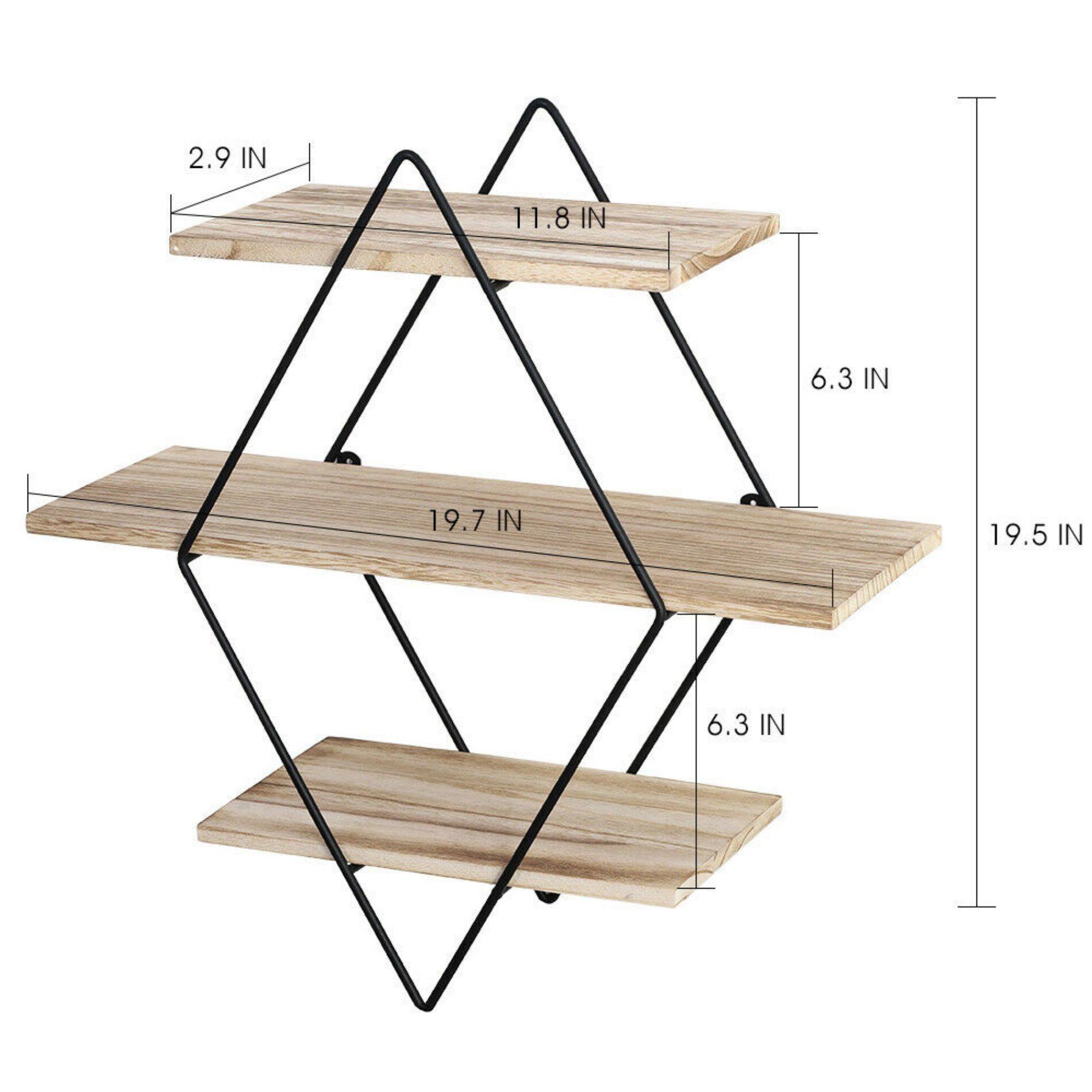 Haitral Rustic 3-Tier Brown Floating Shelf