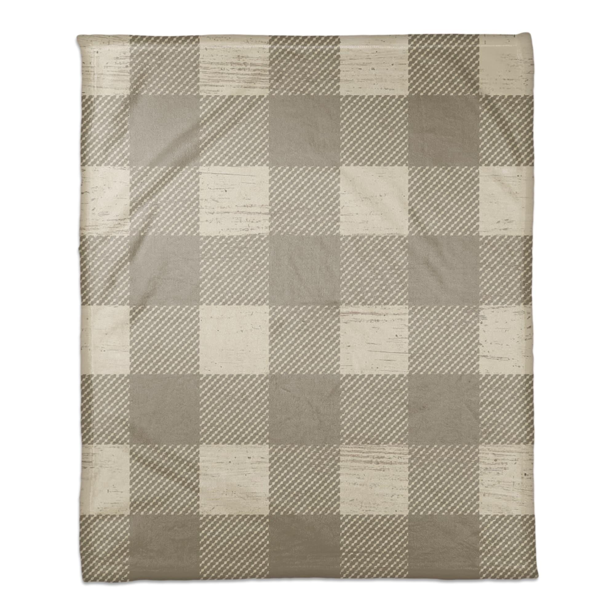 Taupe Buffalo Check Coral Fleece Blanket