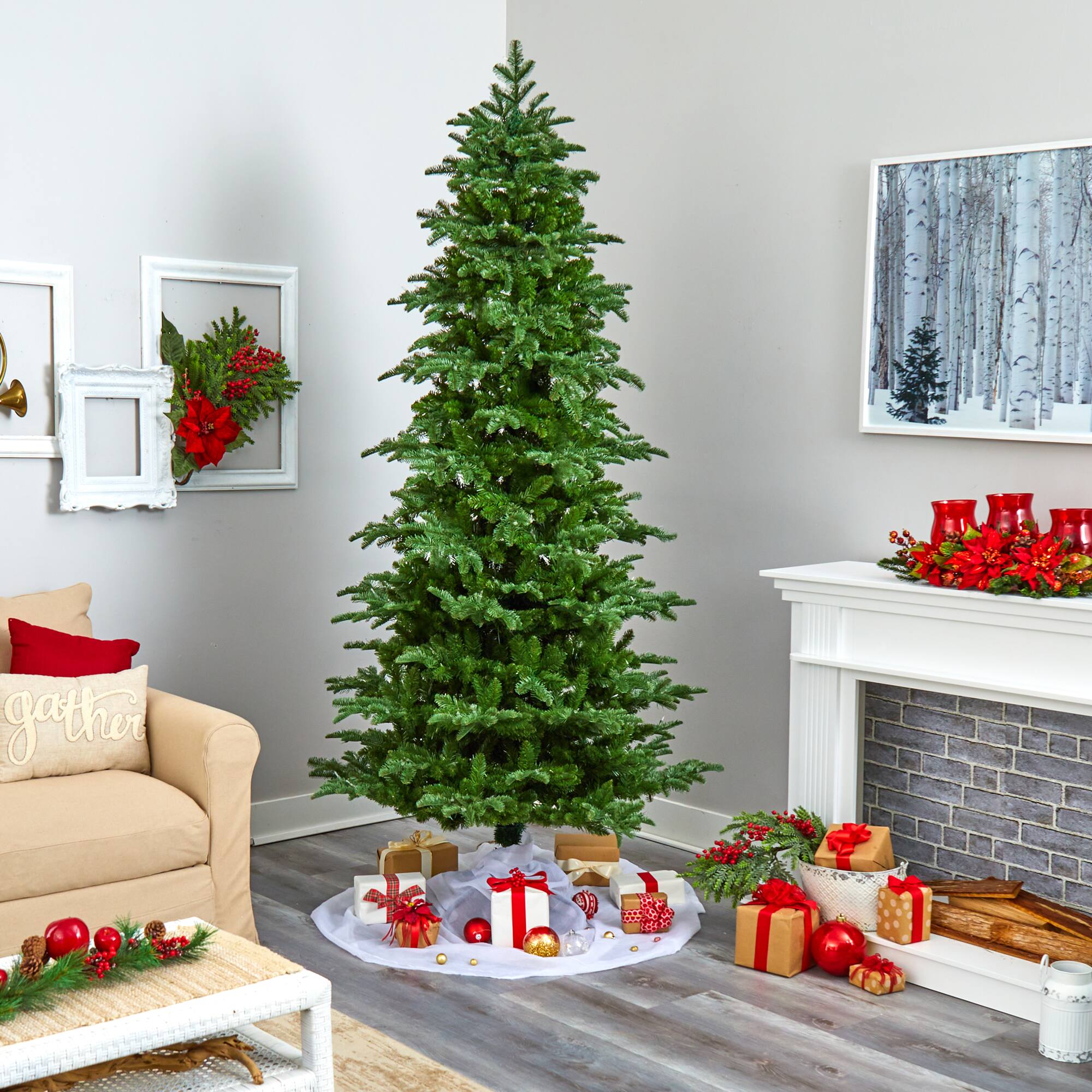 8ft. Pre-Lit South Carolina Fir Artificial Christmas Tree, Clear LED Lights