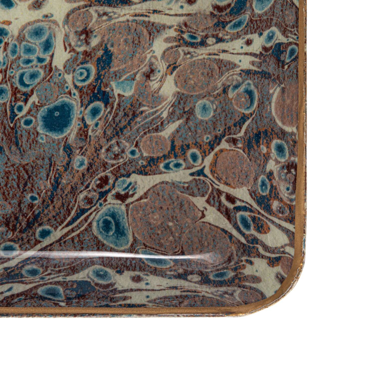 Hello Honey® 13" Abstract Print & Earthy Foliage Metal Tray, 3ct.