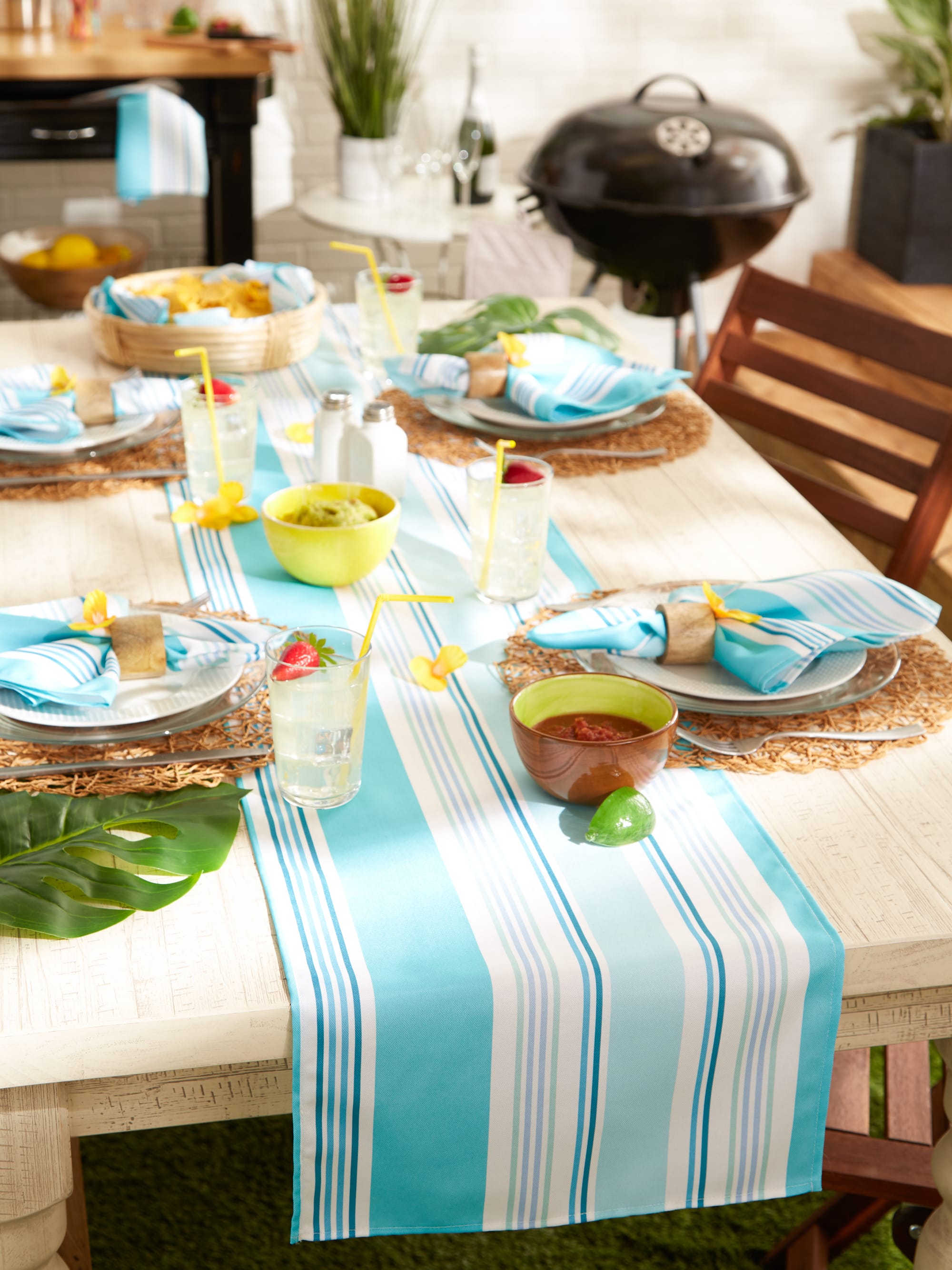 DII® Beach House Stripe Print Outdoor Table Runner