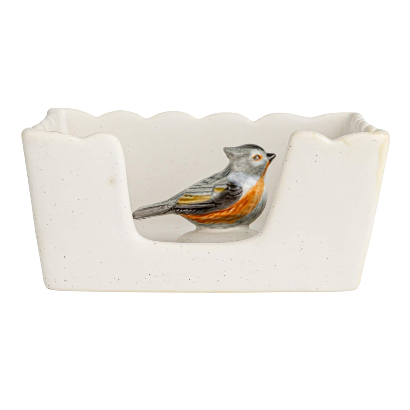 Hello Honey® 6" Wide Green & White Avian Grace Stoneware Napkin Holder with Weight