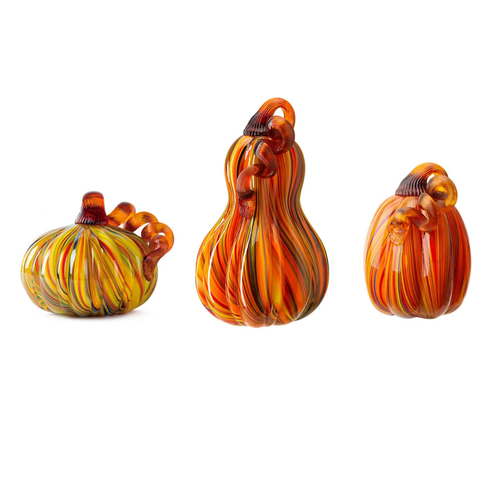 Glitzhome&#xAE; Multi Striped Glass Pumpkin &#x26; Gourd Set