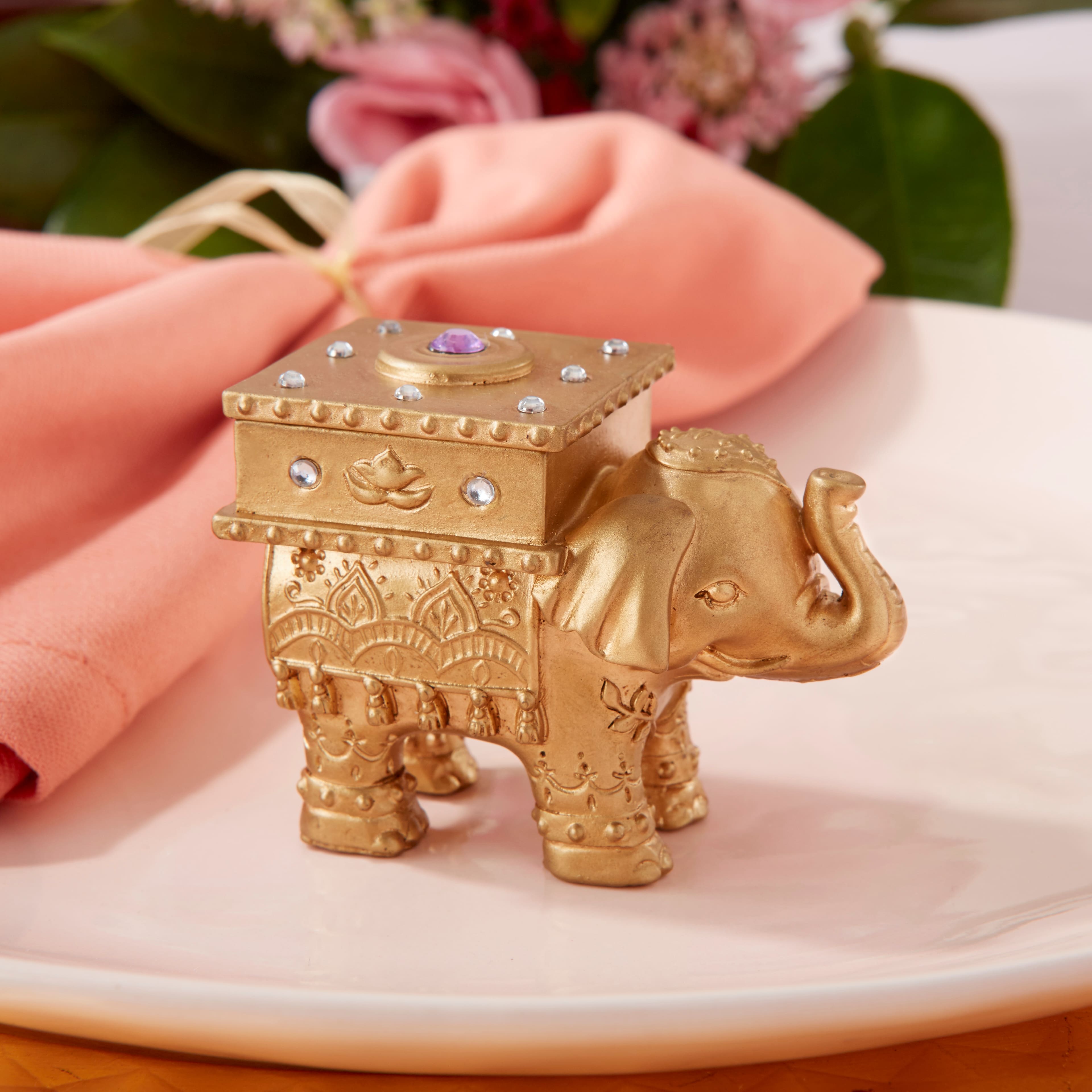 Kate Aspen® Golden Elephant Trinket Box, 4ct.