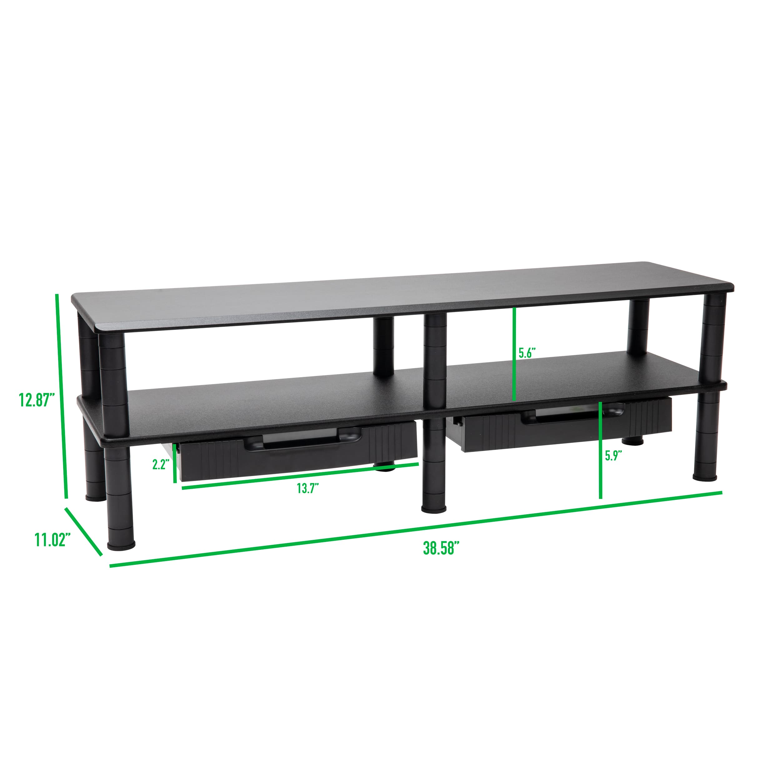 Mind Reader Anchor Collection Black Extended 2-Tier Dual Monitor Stand