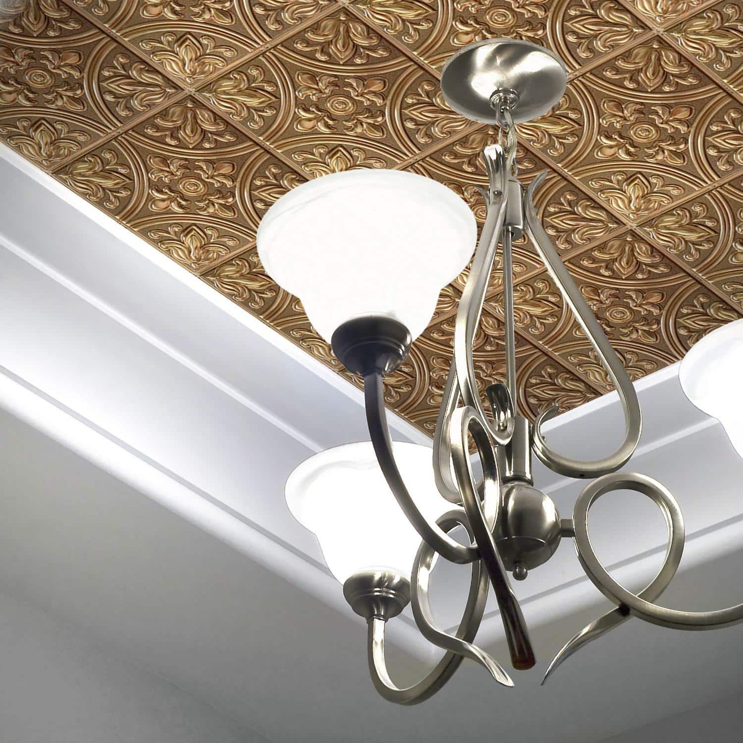 Roommates Copper Tin Tile Peel &#x26; Stick Backsplash
