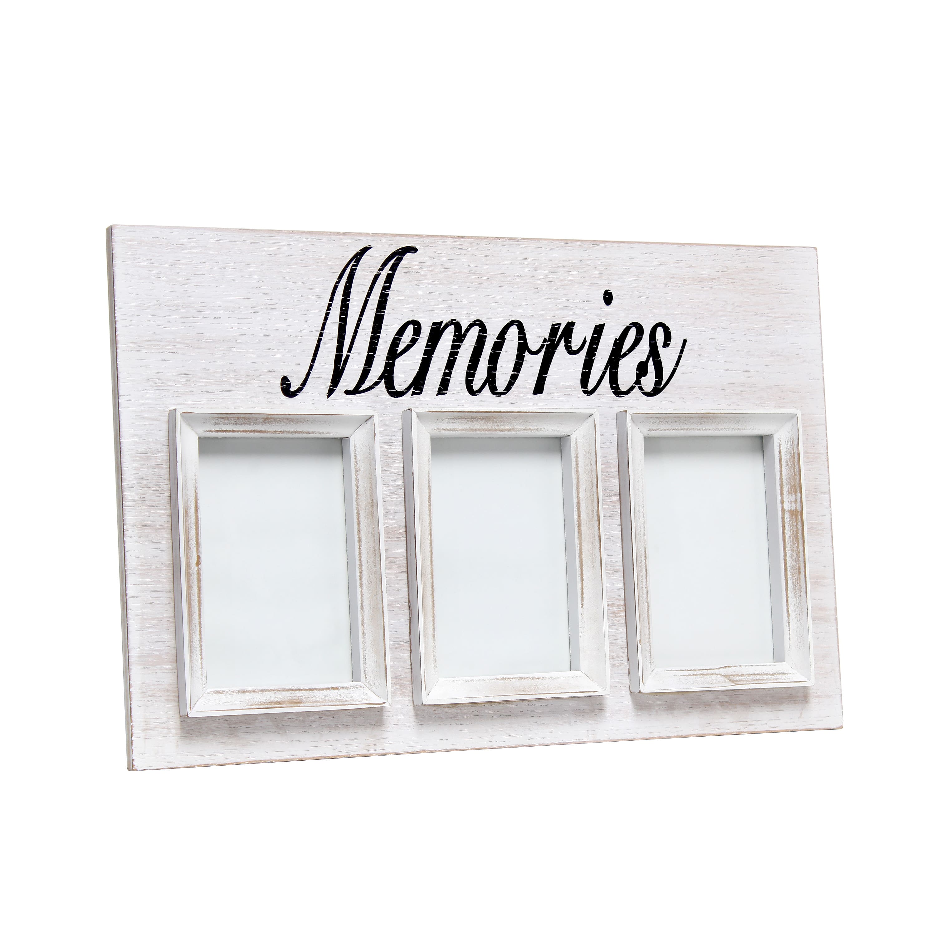 Elegant Designs Whitewash Memories 3 Photo Collage 4" x 6" Picture Frame