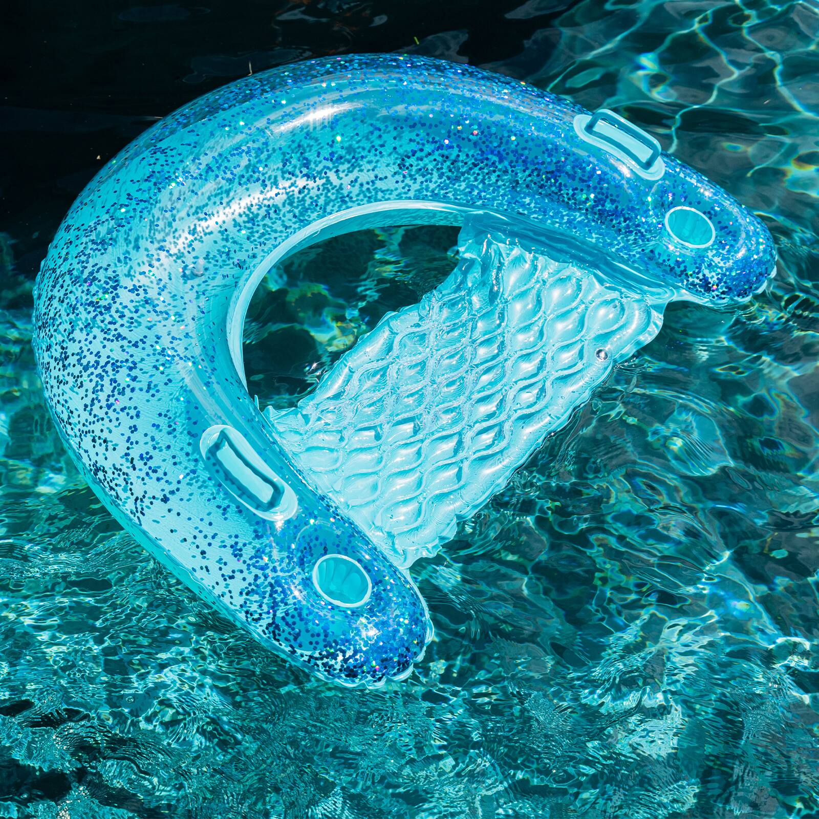 PoolCandy Glitterfied&#xAE; 48&#x22; Aqua Glitter Sun Chair