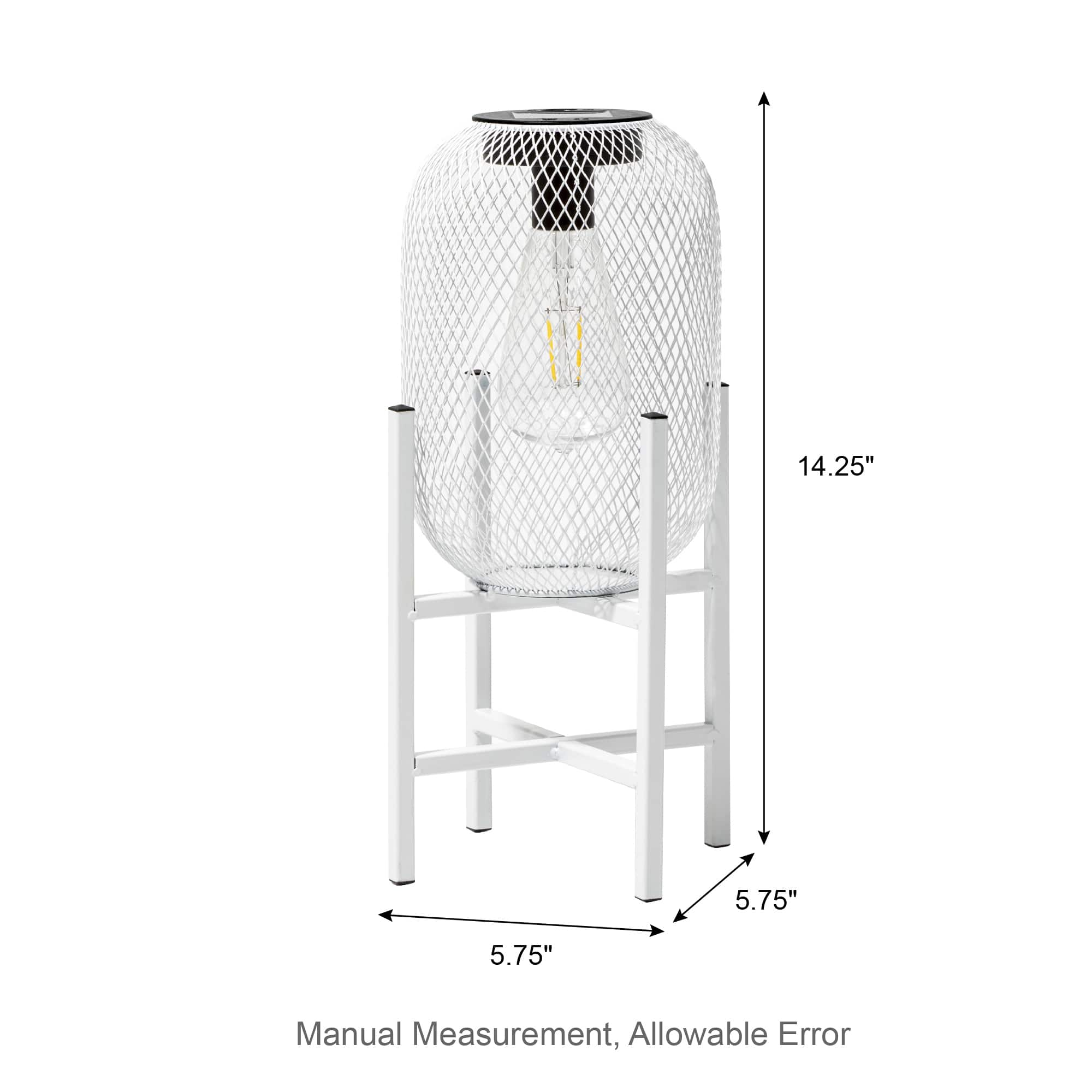 Glitzhome&#xAE; 14&#x22; Metal Mesh Solar Powered Lantern with Stand