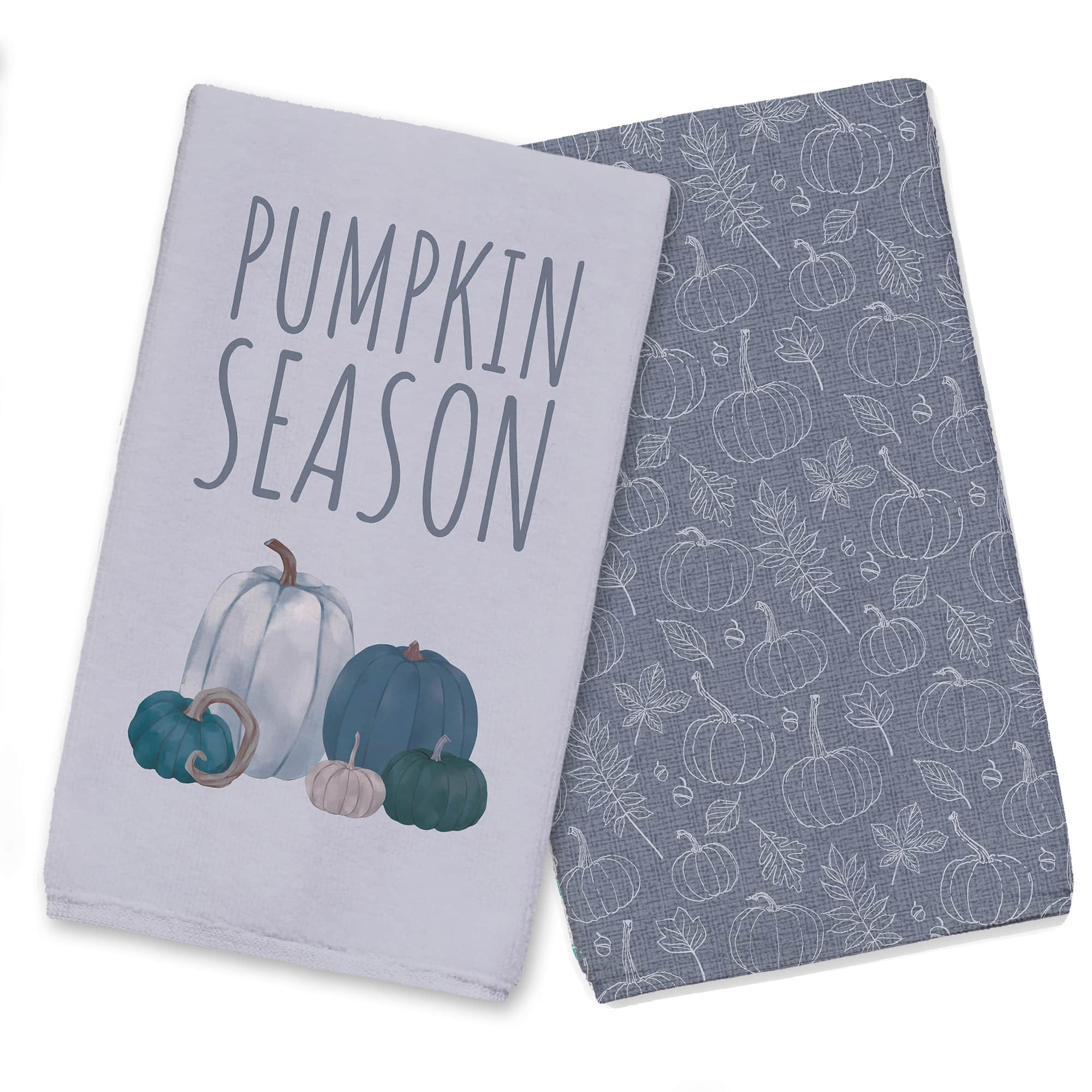 Pumpkins Blue Tea Towel Set