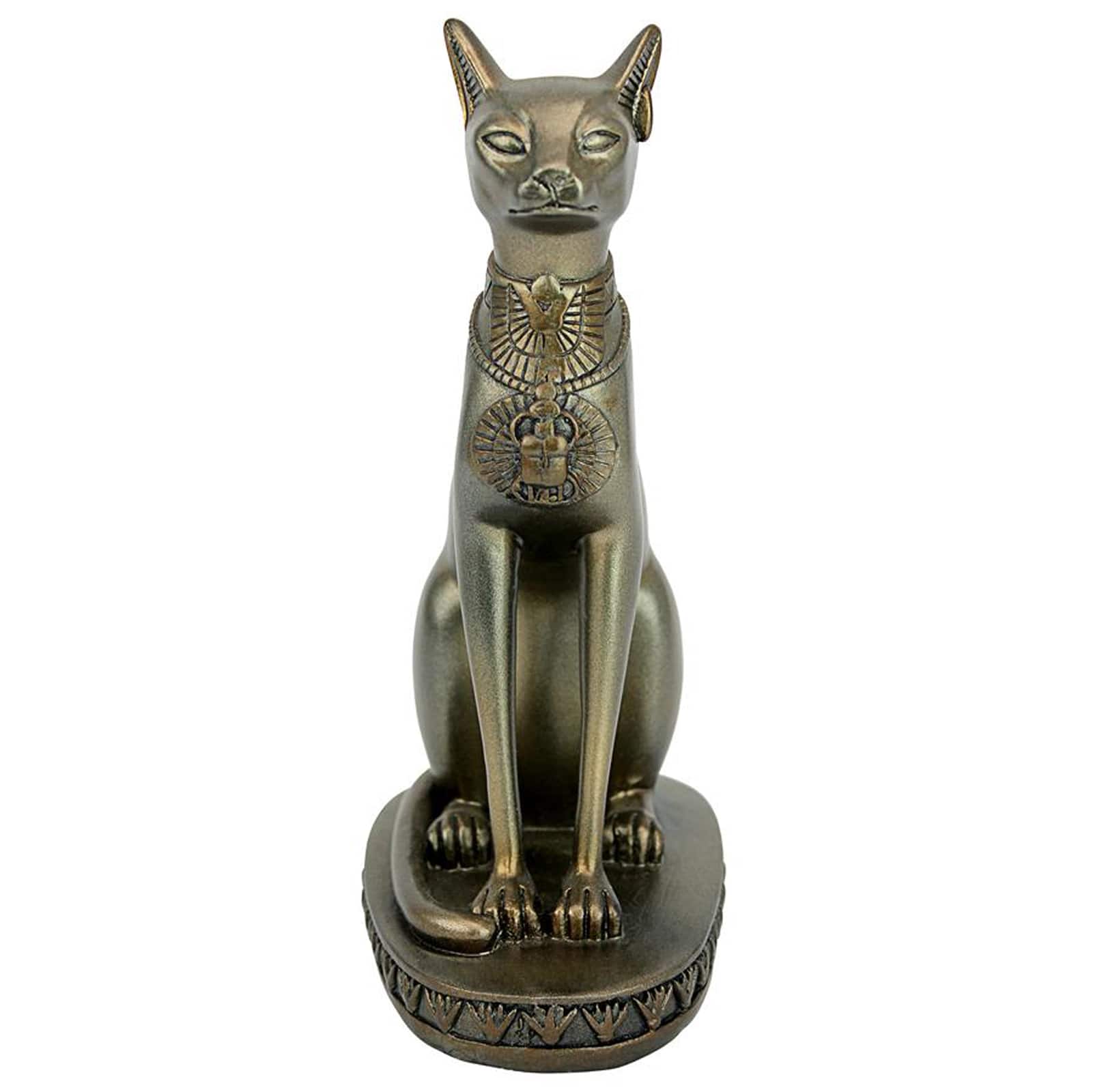 7.5&#x22; Gold Cat Goddess of Ancient Egypt Statue