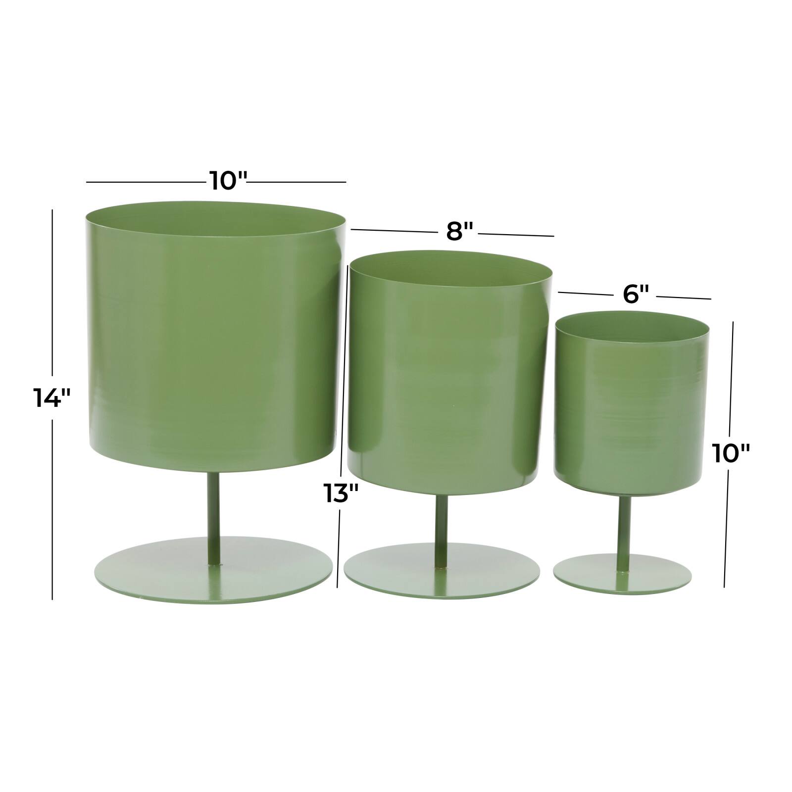 The Novogratz Green Modern Metal Planter Set