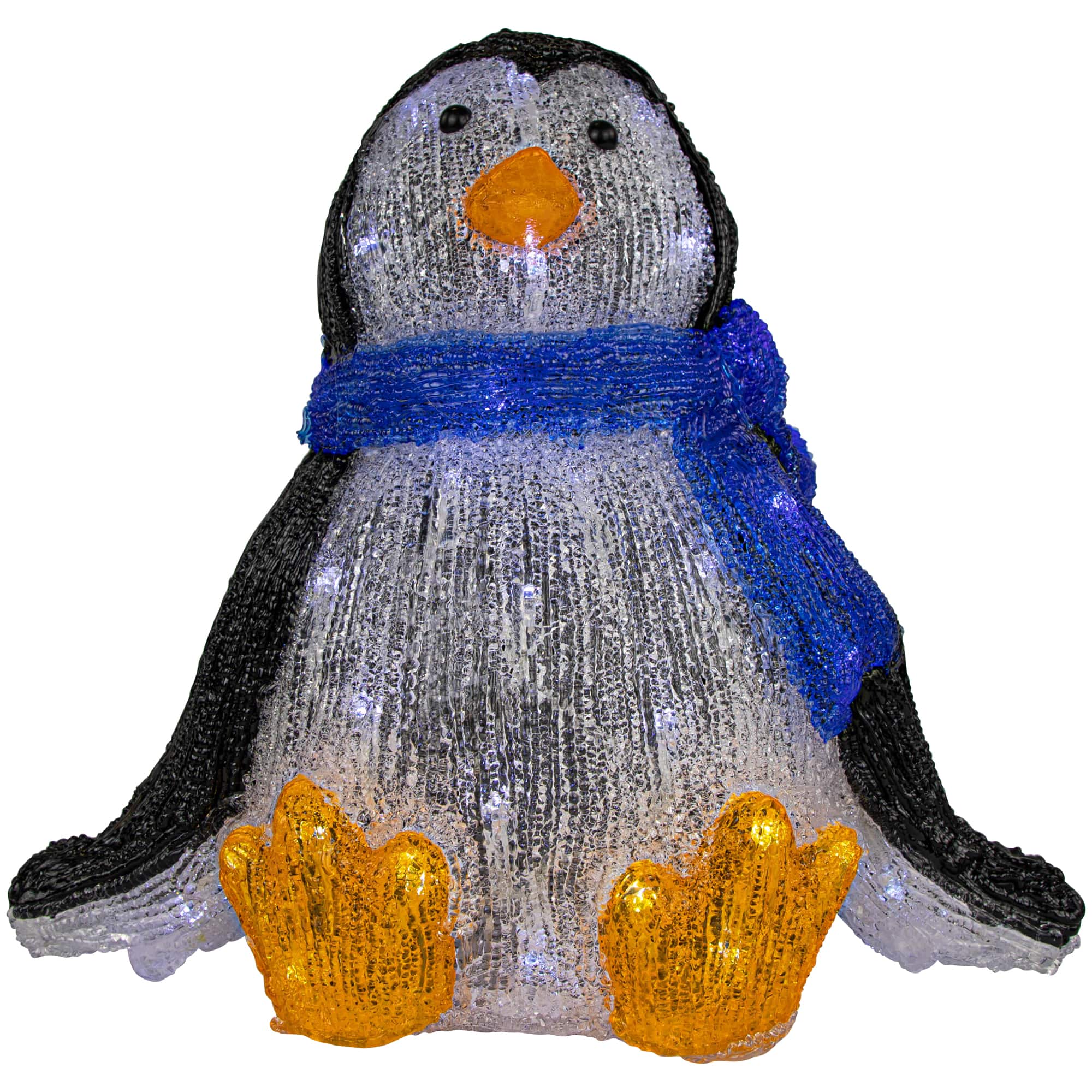 11.5" Lighted Commercial Grade Acrylic Sitting Baby Penguin Christmas Display Decoration