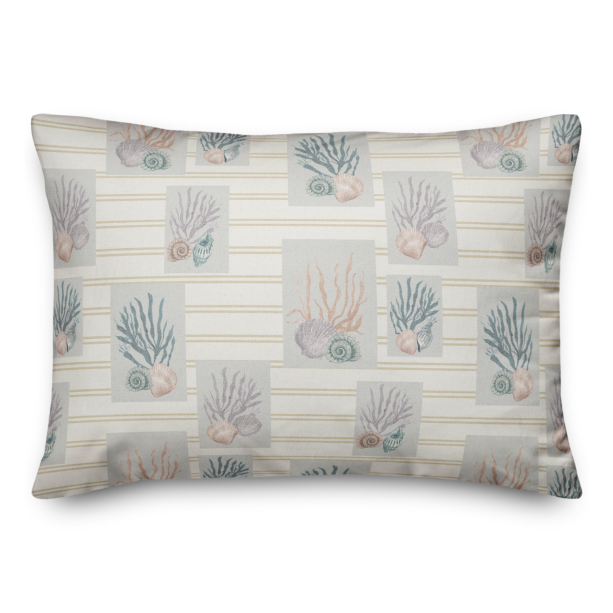 Shell Panels on Stripe Throw Pillow