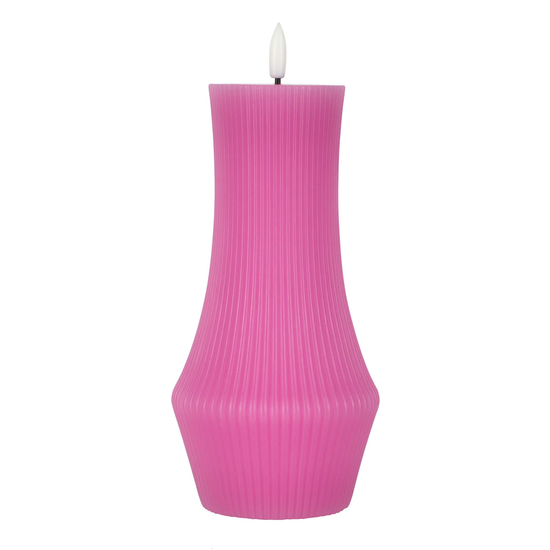 8.5" Ribbed Pillar LED Wax Candle by Ashland® M20041014