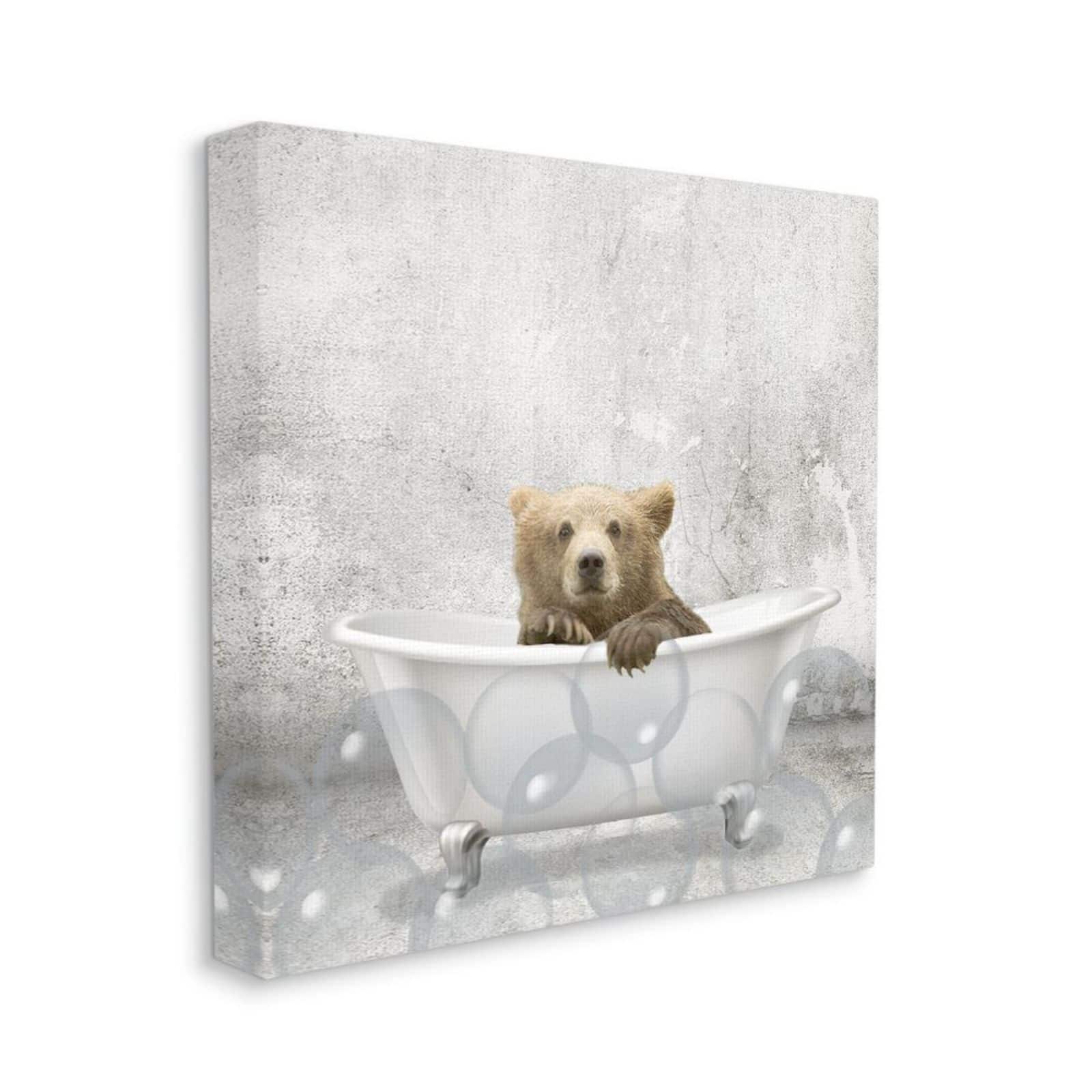 Stupell Industries Baby Bear Bath Time Cute Animal Canvas Wall Art