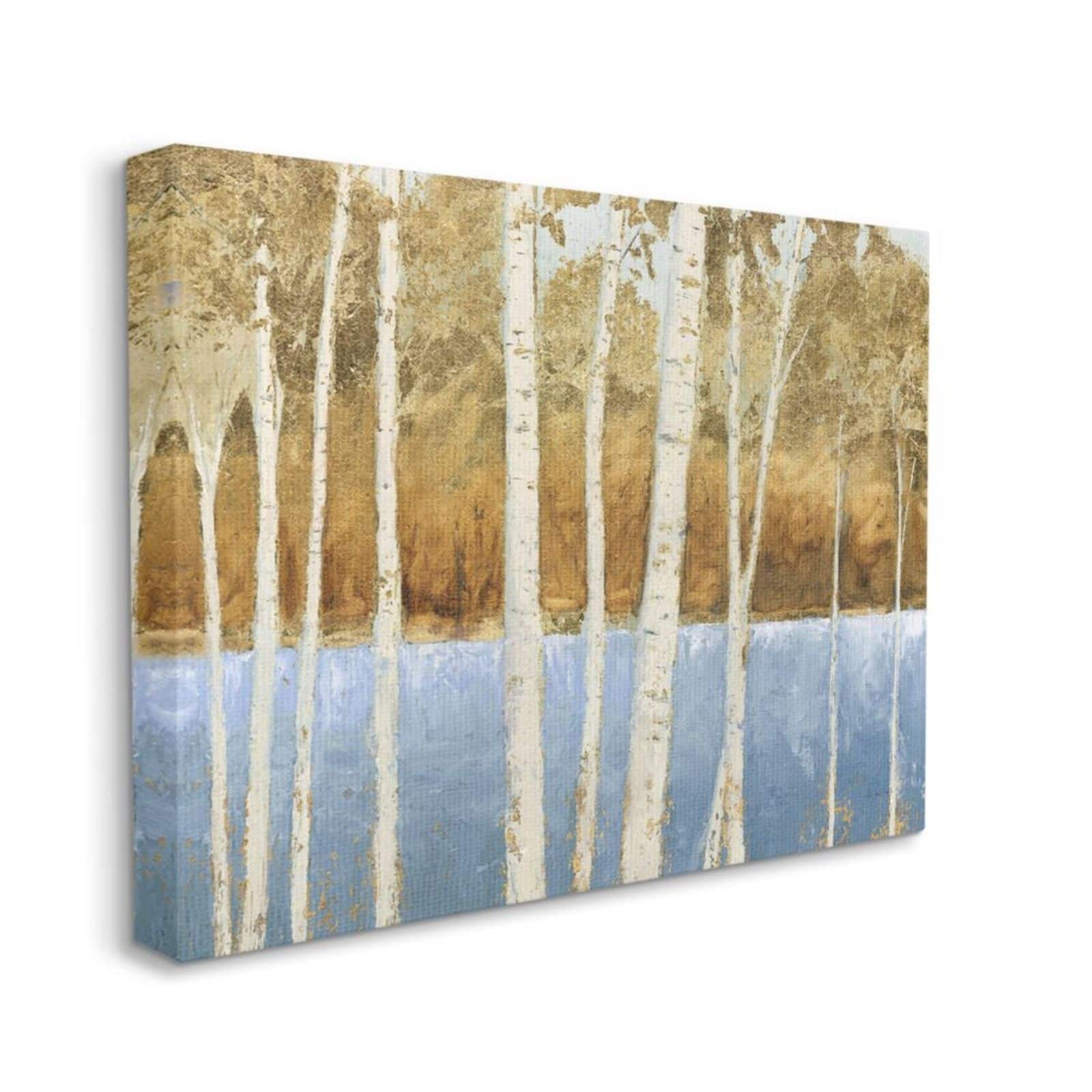 Stupell Industries Birch Tree Lake Landscape Nature Canvas Wall Art