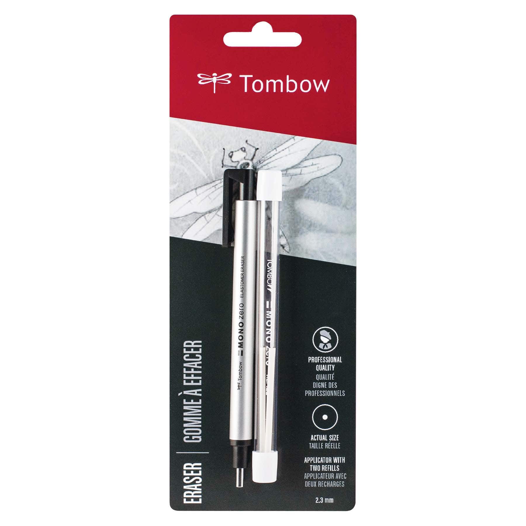 Tombow Mono Zero Pen-style Eraser Refill Round Tip Square 4 Refills Silver for sale online 