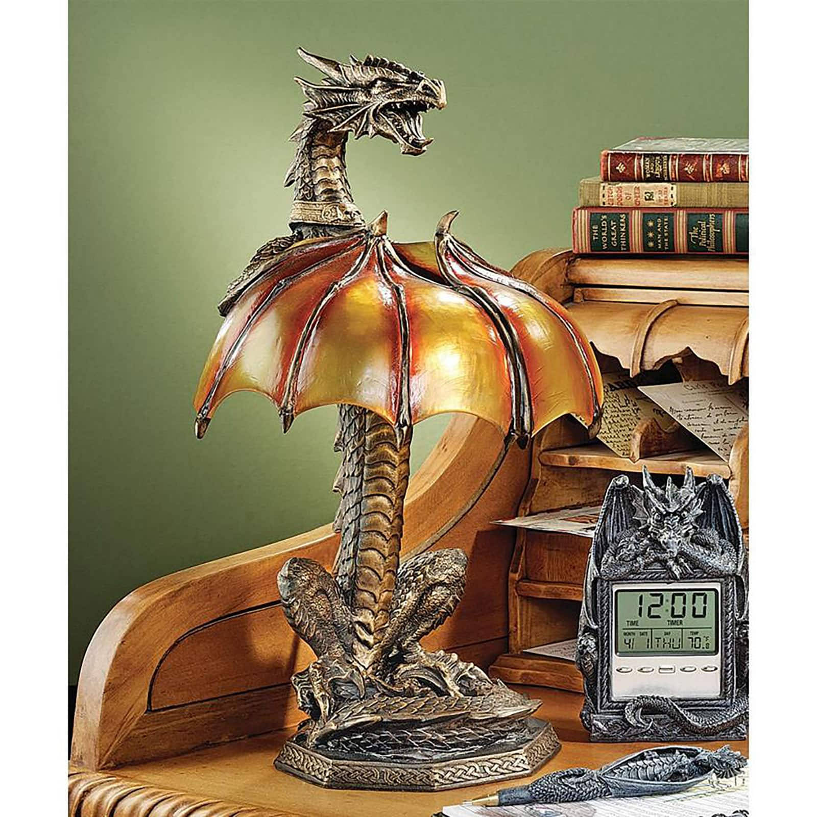 Design Toscano 16.5&#x22; Dragon Strike Illuminated Sculpture