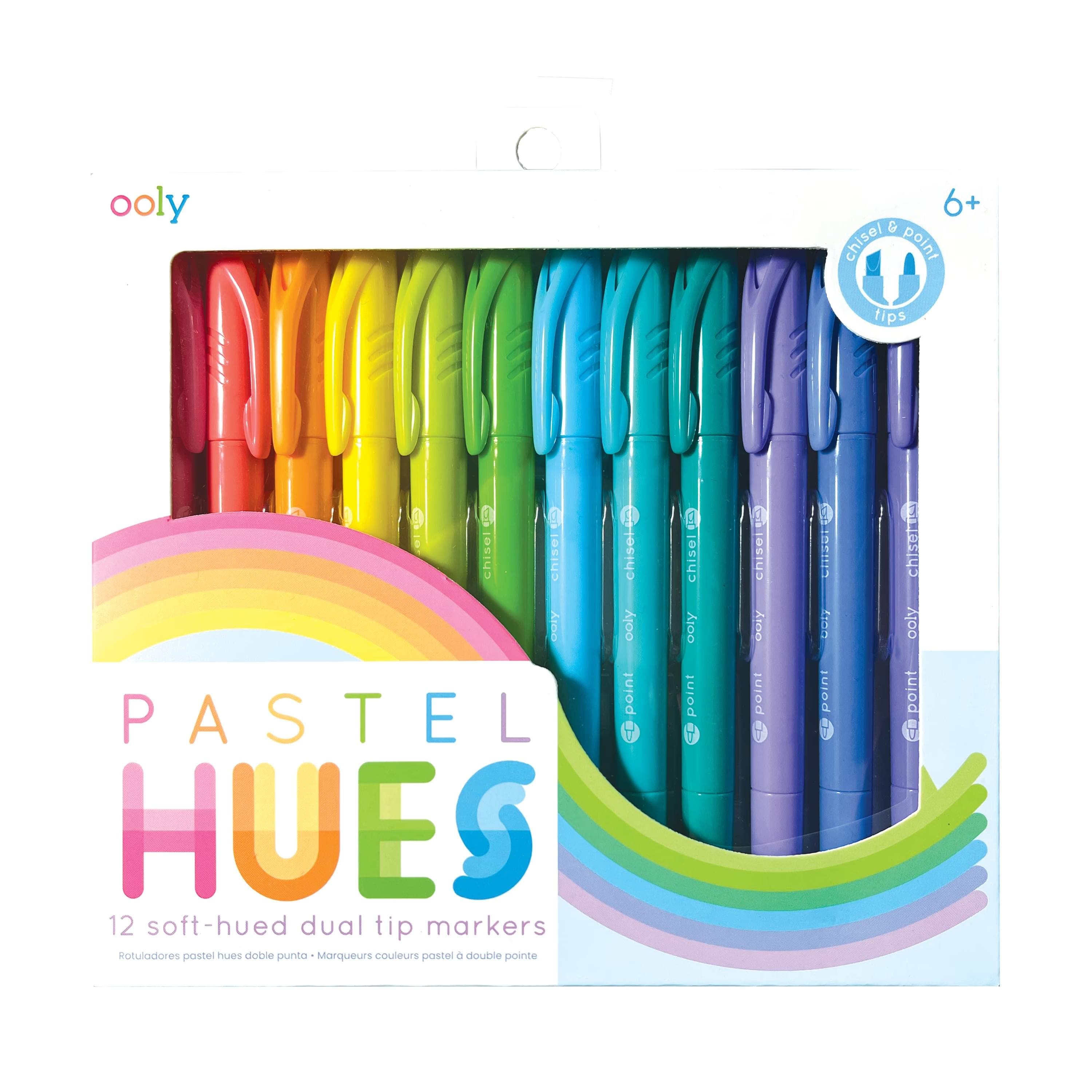 OOLY Pastel Hues 12-Color Soft-Hued Dual Tip Marker Set