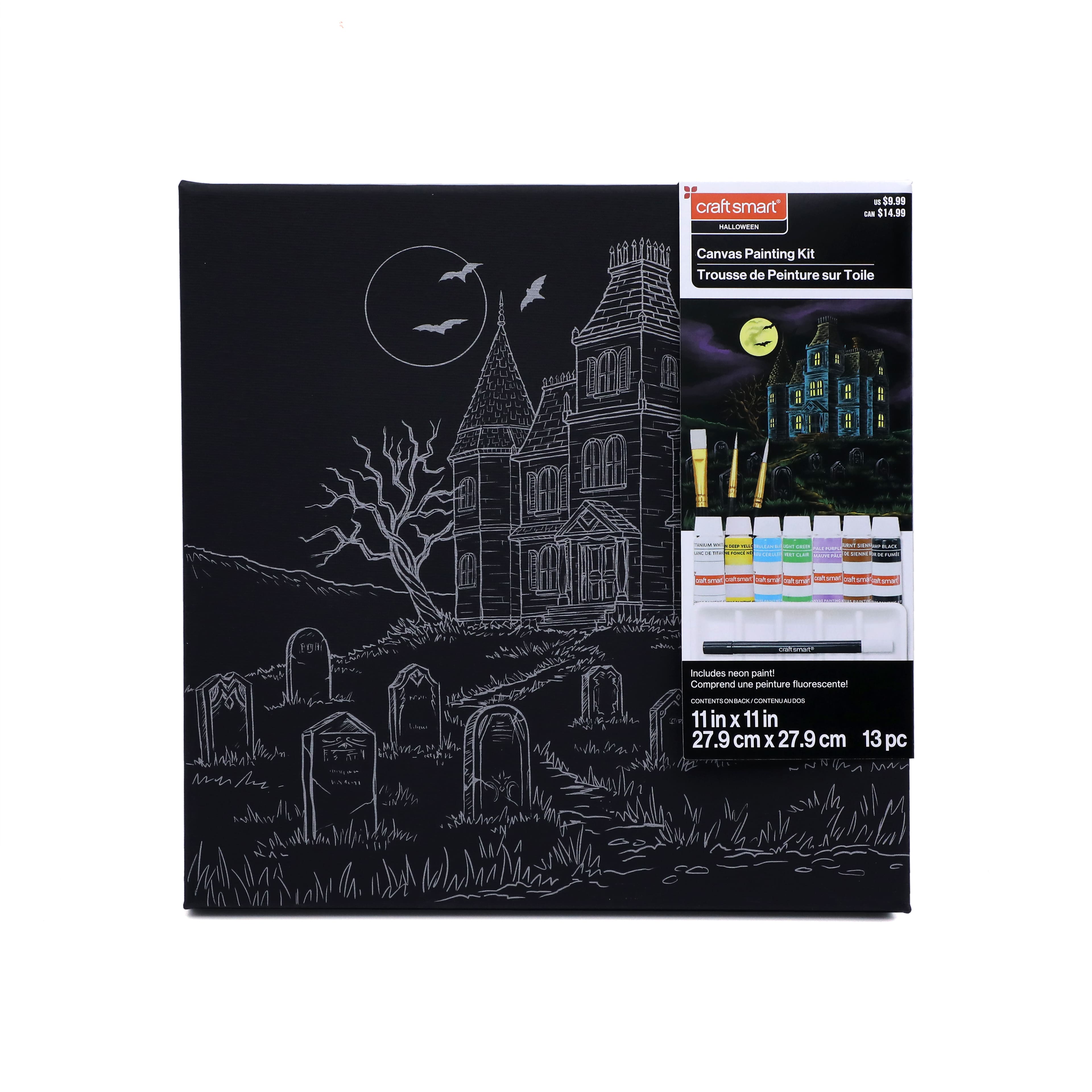11&#x22; x 11&#x22; Haunted House Canvas Painting Kit by Craft Smart&#xAE;