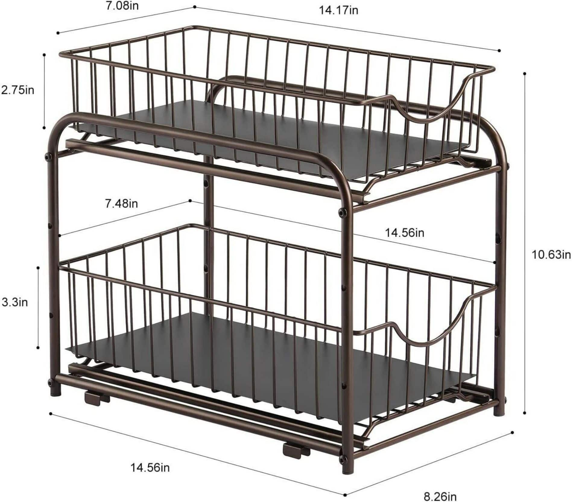 2-Tier Stackable Sliding Basket Cabinet Organizers, 2ct.