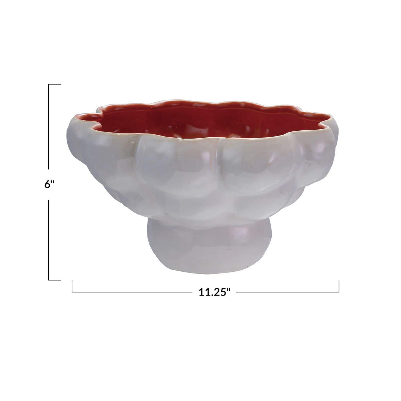Hello Honey® Cream & Terra Cotta Decorative Formed Stoneware Footed Bowl with Glazed Interior