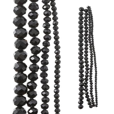 Black Faceted Glass Beads by Bead Landing™