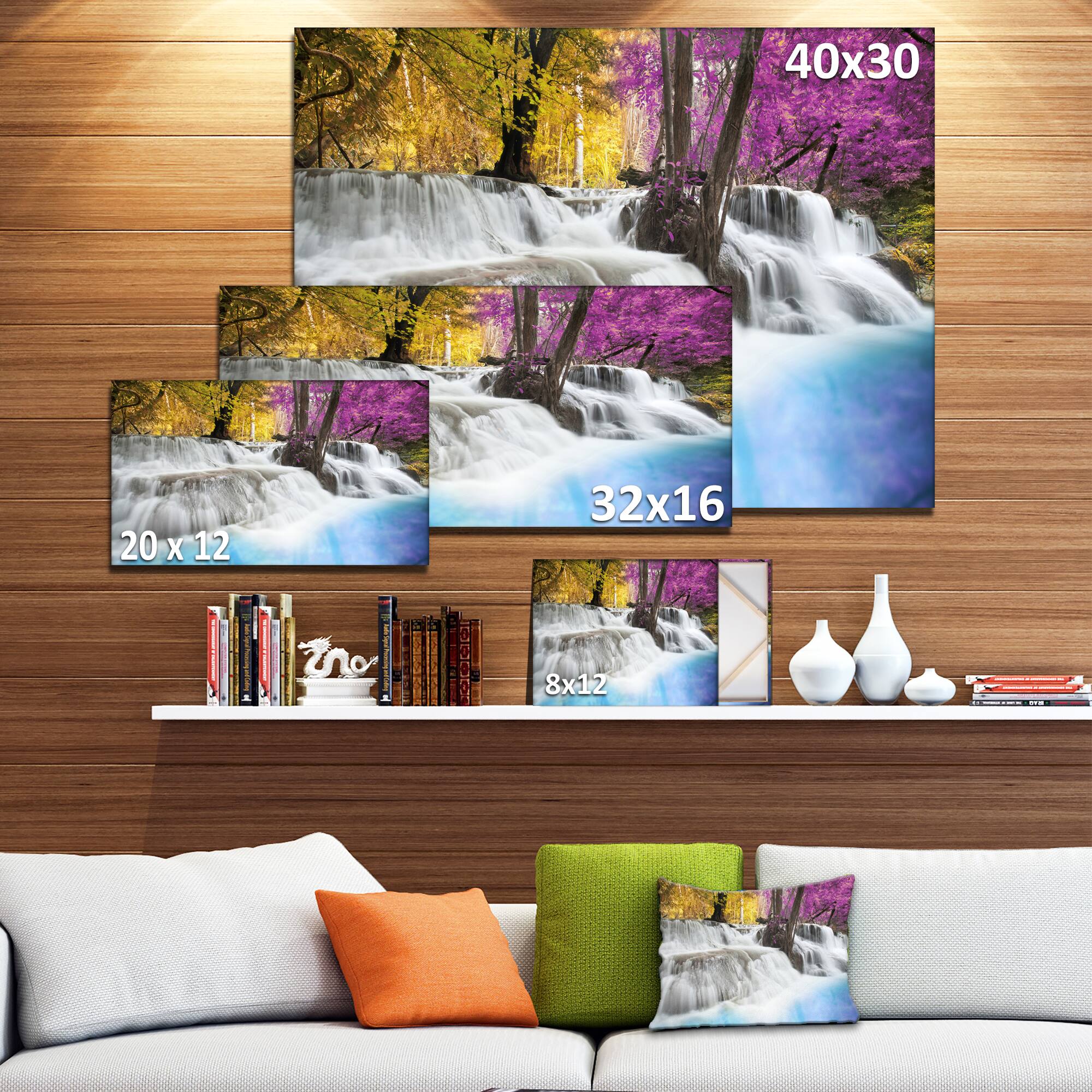 Designart - Erawan Waterfall - Purple - Photography Canvas Art Print