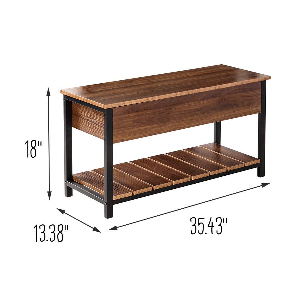 Honey Can Do Walnut Entryway Shoe Storage & Bench