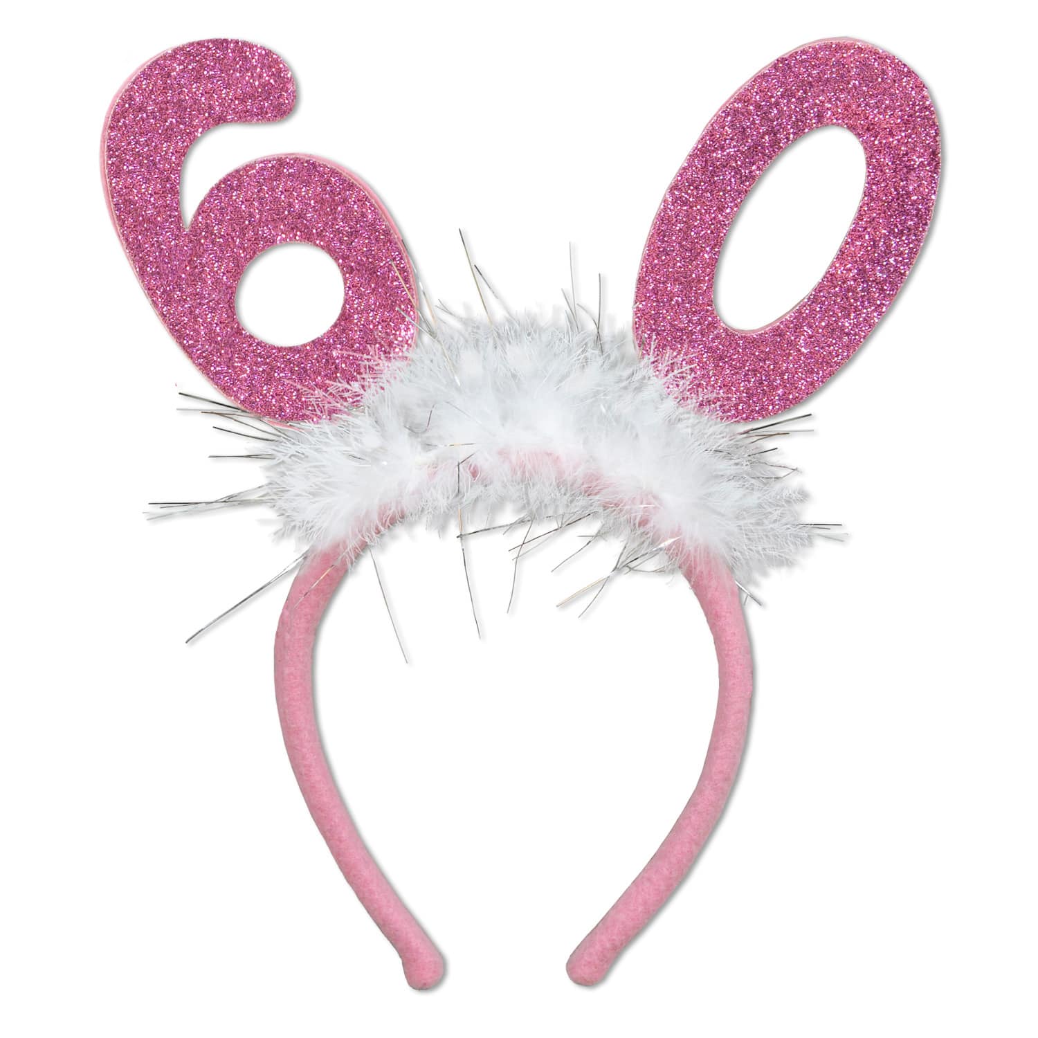 Beistle Adult Pink "60" Glittered Boppers with Marabou, 2ct.