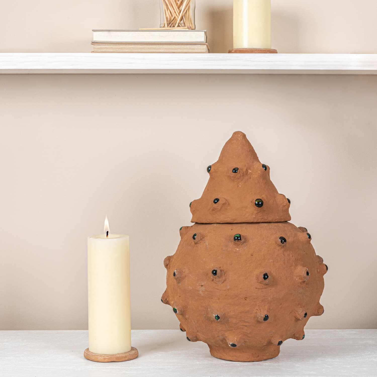 Hello Honey® Decorative Paper Mâché Canister with Glass Marble Accent