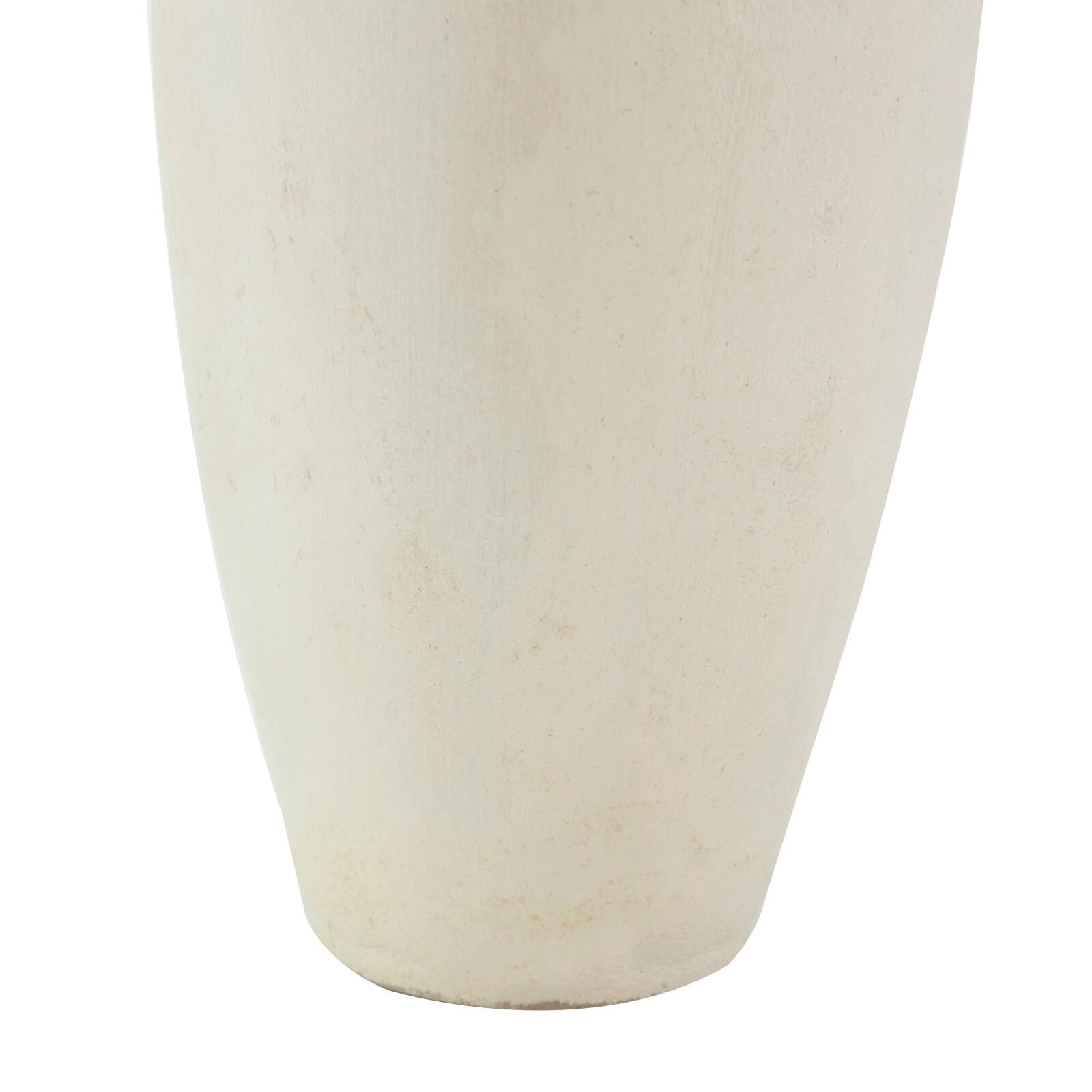 15" Beige Paper Mache Abstract Curved Vase with Handle