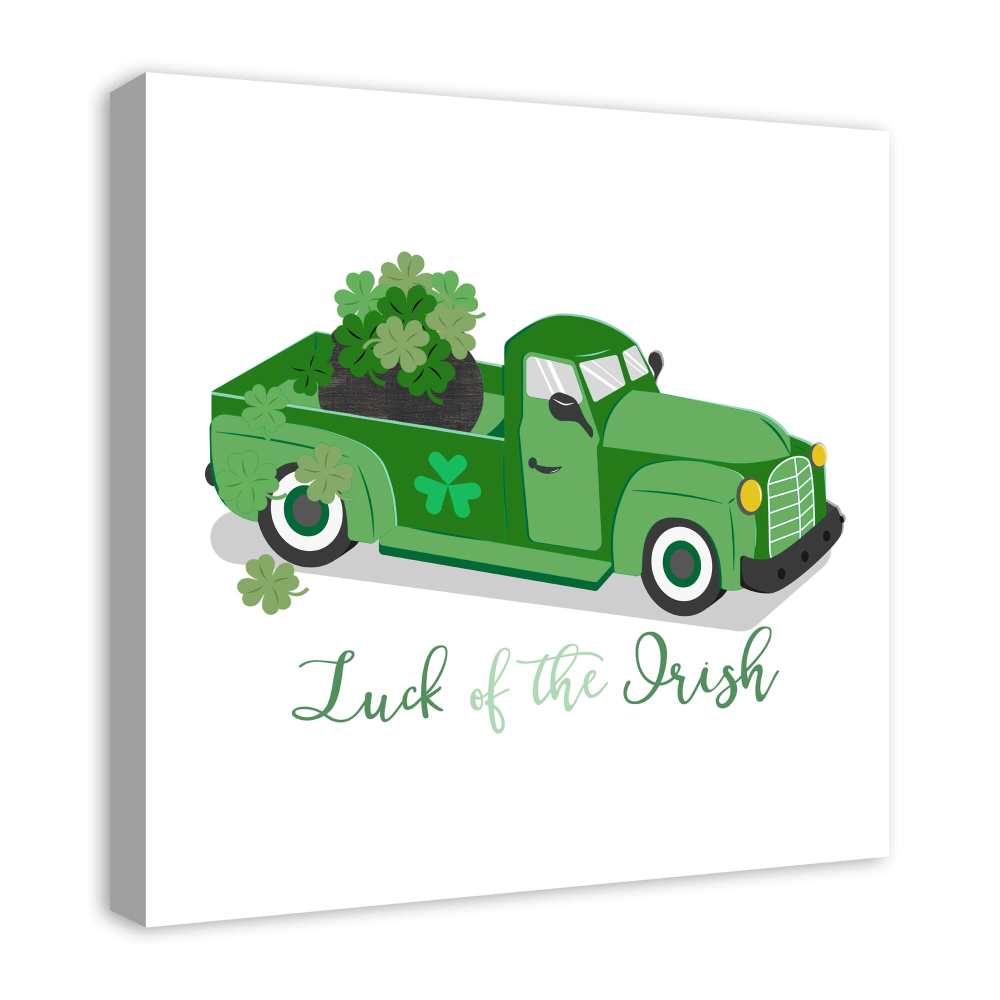 Plaid Green Truck Luck Canvas 24&#x22; x 24&#x22; Canvas Wall Art